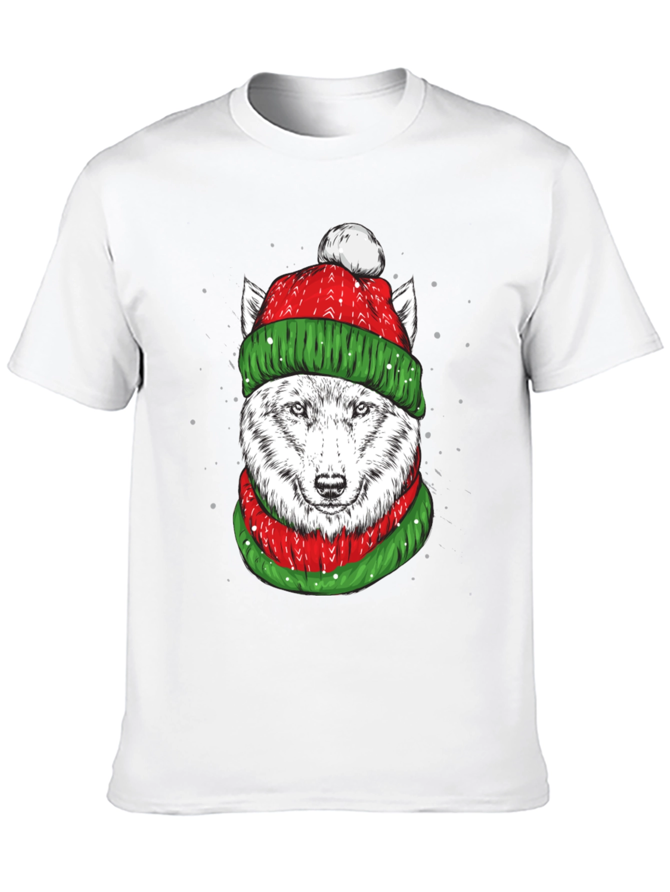 Festive Wolf Graphic Tee - Holiday Apparel