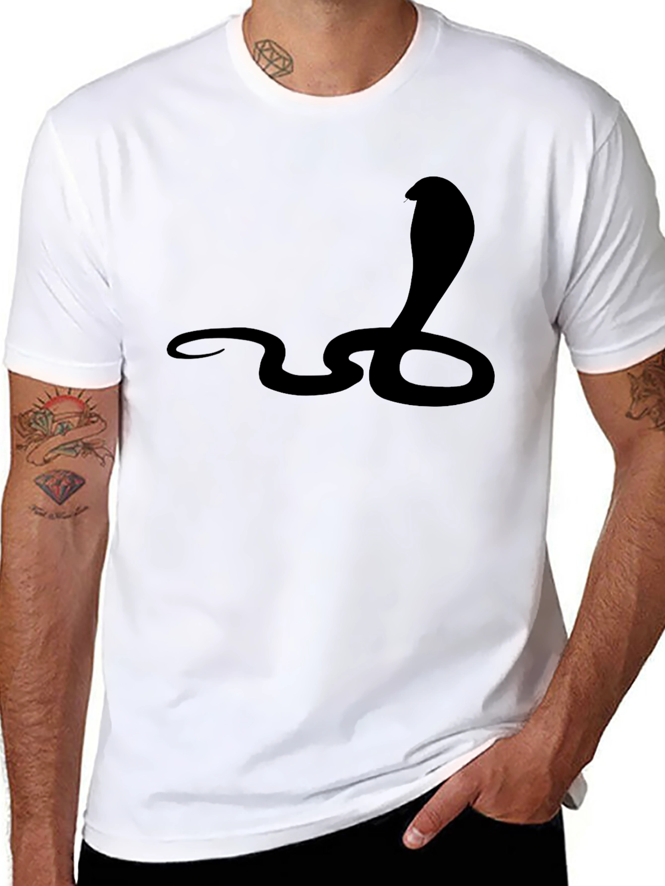 Black Cobra Graphic Tee - Mens Casual T-Shirt