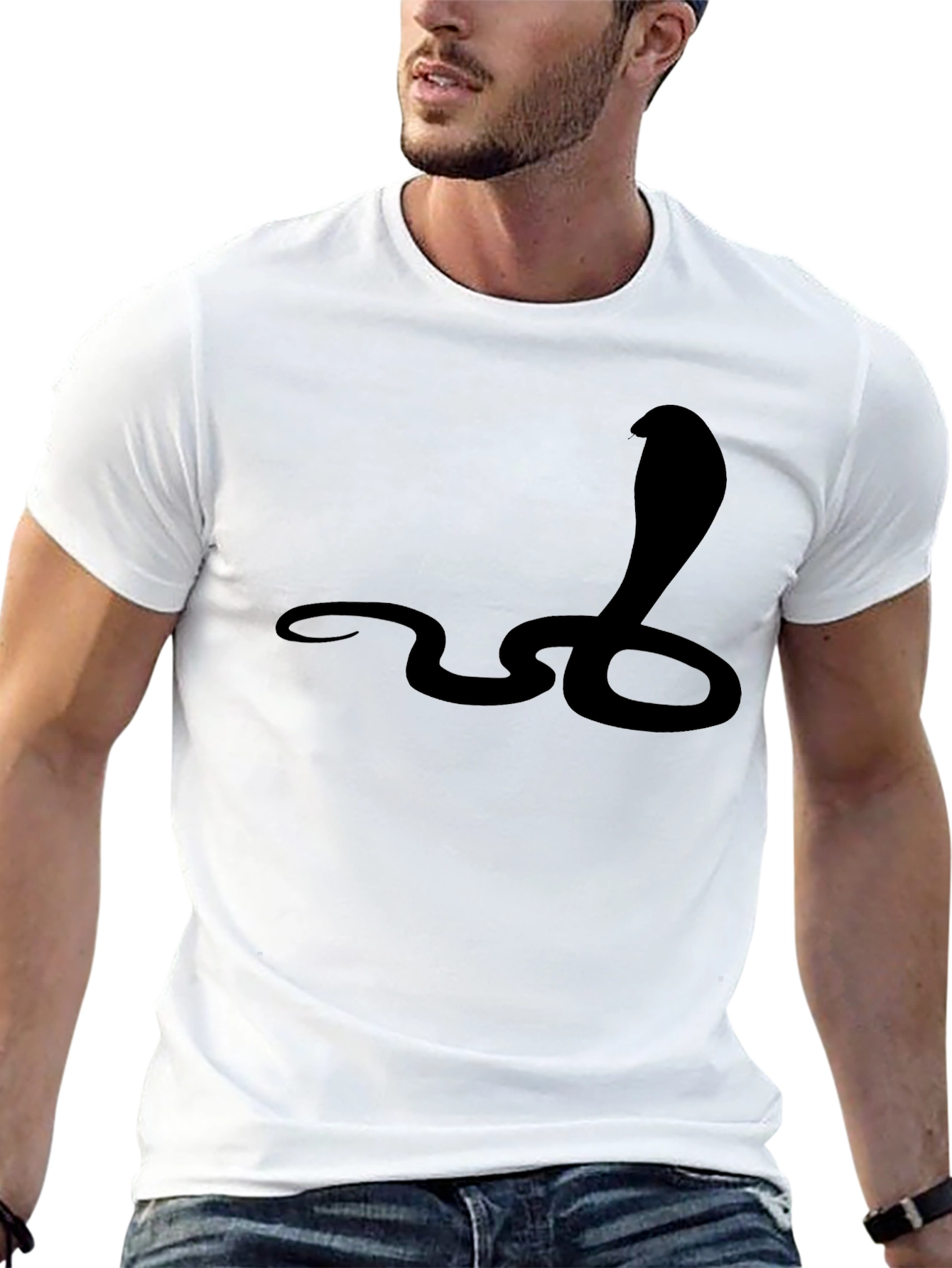 Black Cobra Graphic Tee - Mens Casual T-Shirt
