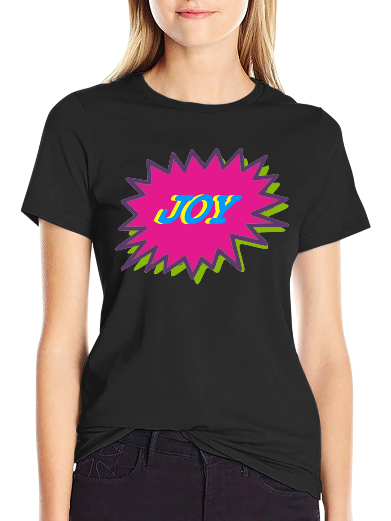Joy Graphic Tee - Black Cotton Crewneck