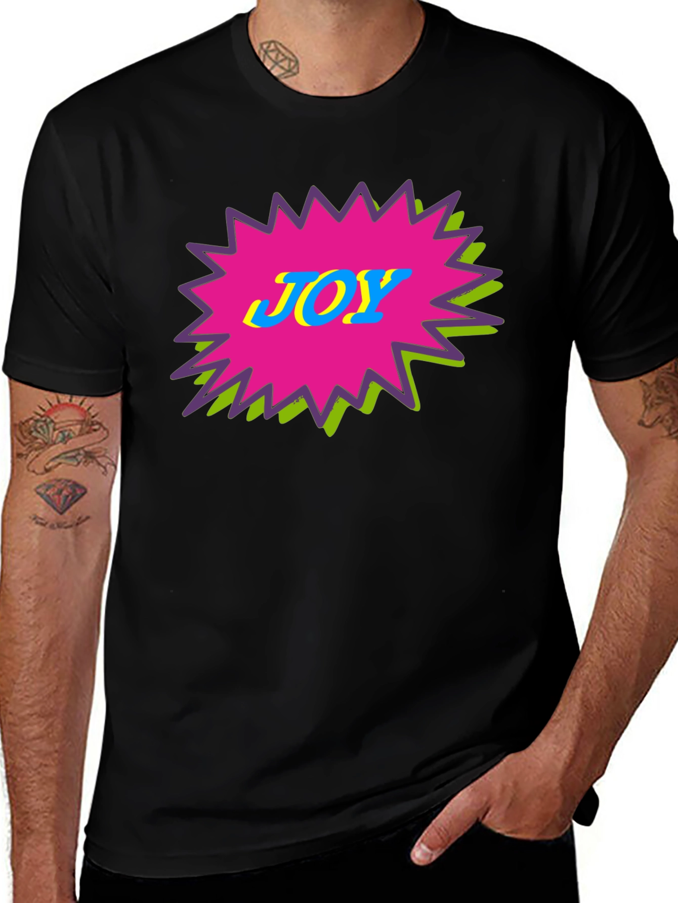 Joy Graphic Tee - Black Cotton Crewneck