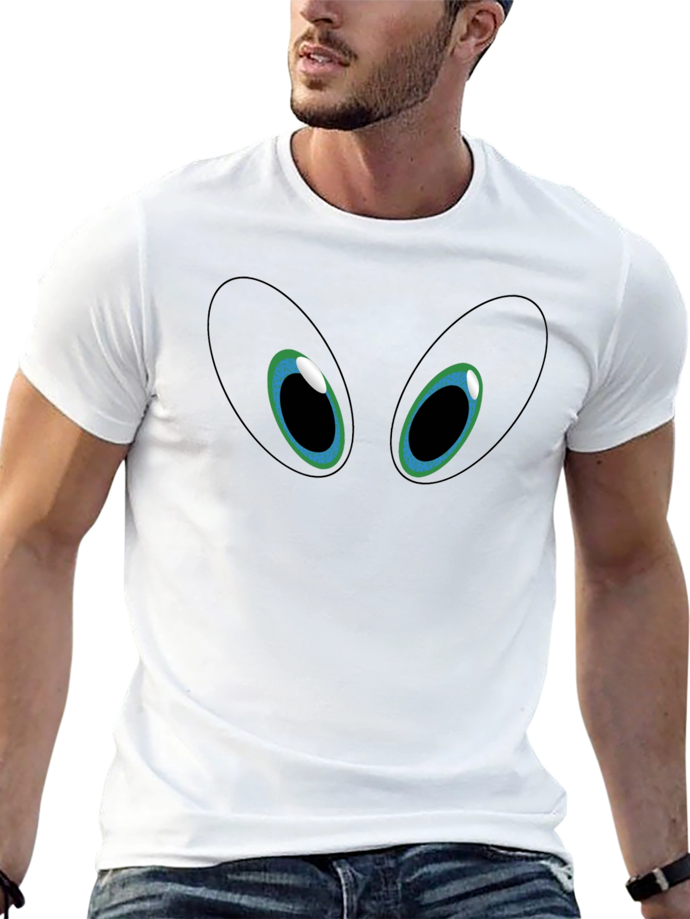 Mens Black Graphic Tee - Eyes Design