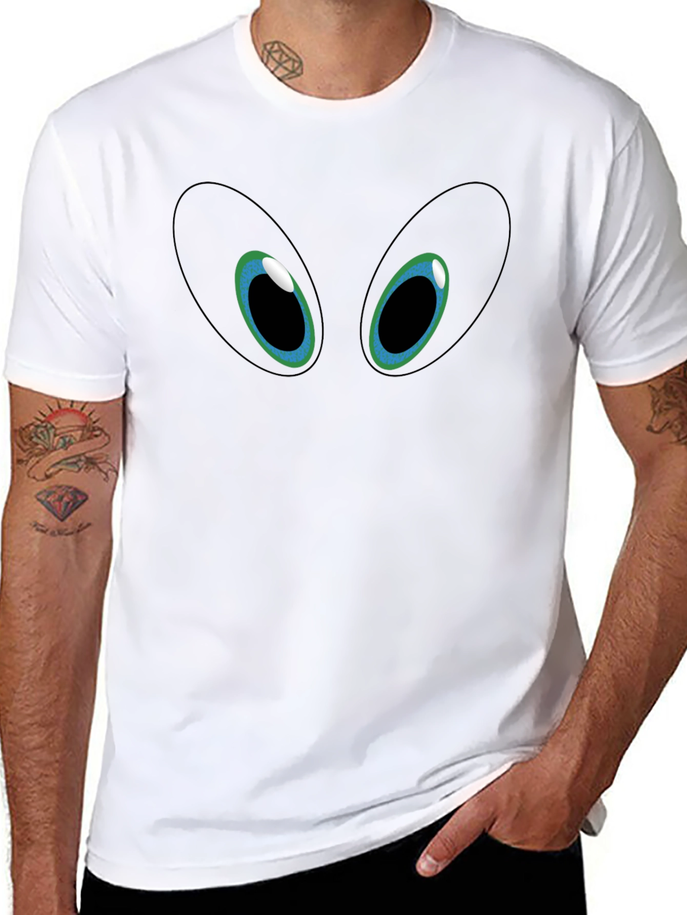 Mens Black Graphic Tee - Eyes Design