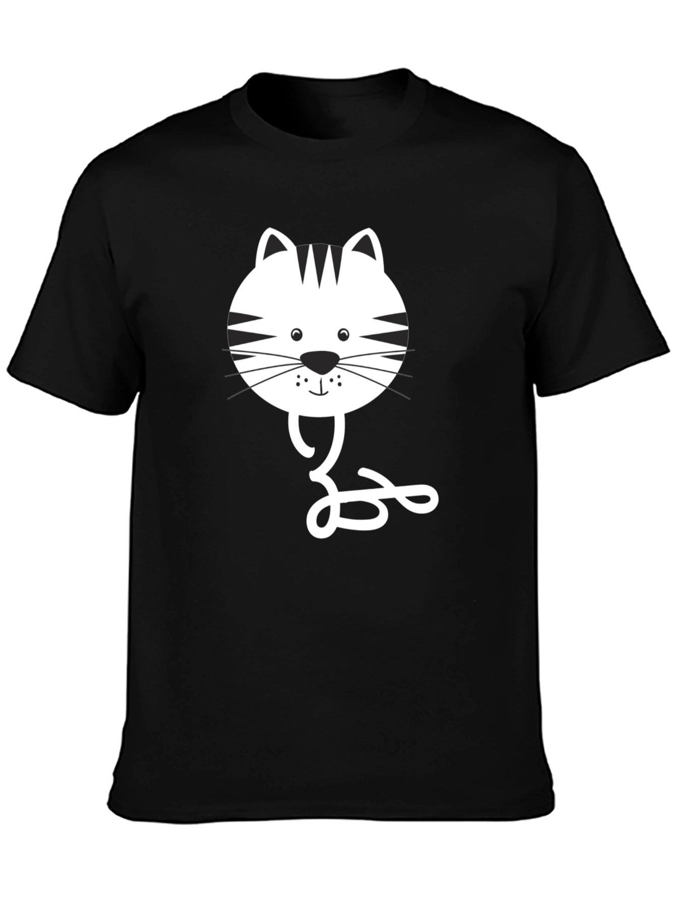 Black Cat Face Graphic Tee - Casual Style