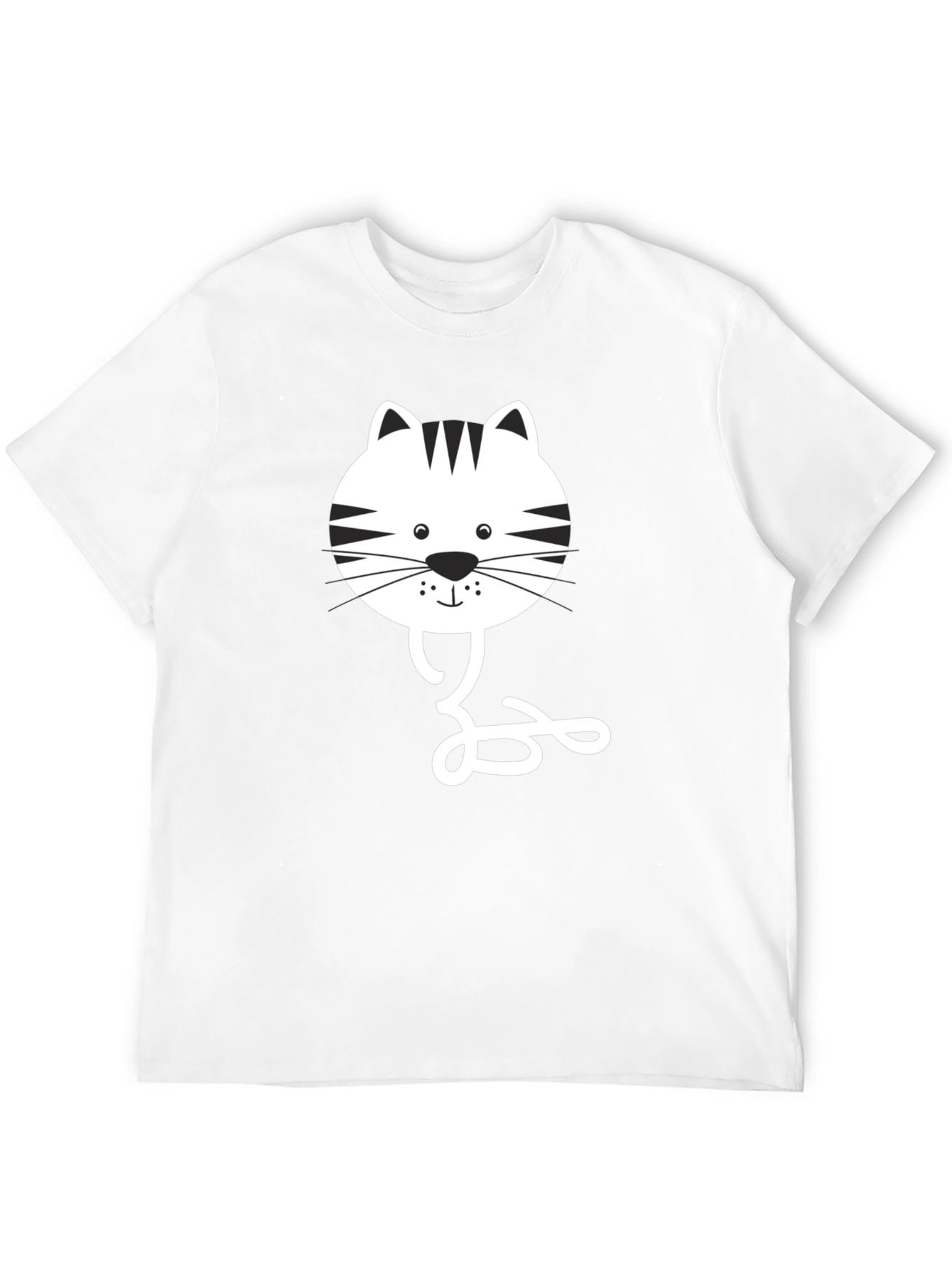 Black Cat Face Graphic Tee - Casual Style