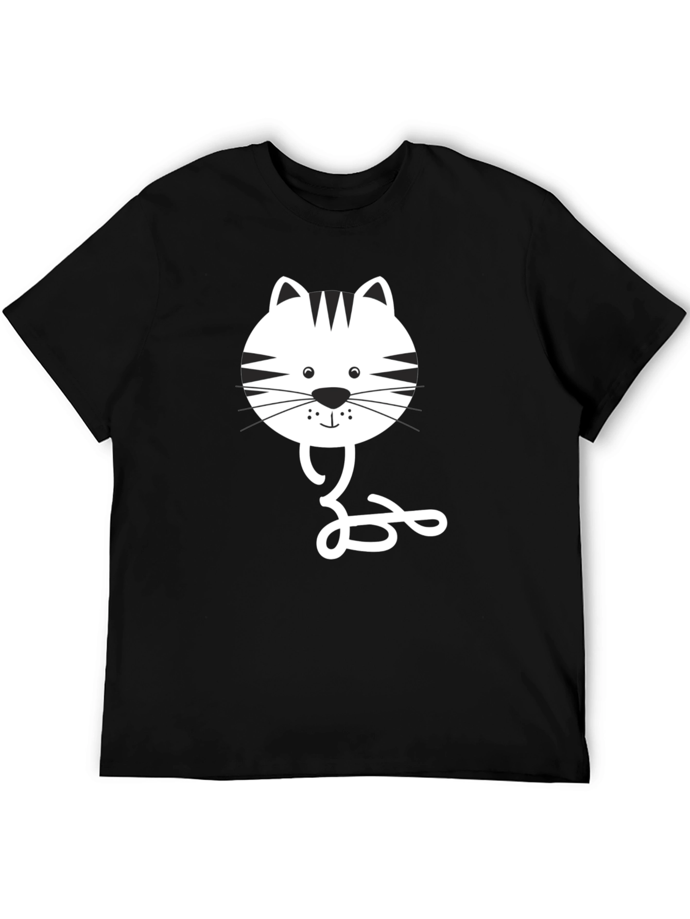 Black Cat Face Graphic Tee - Casual Style