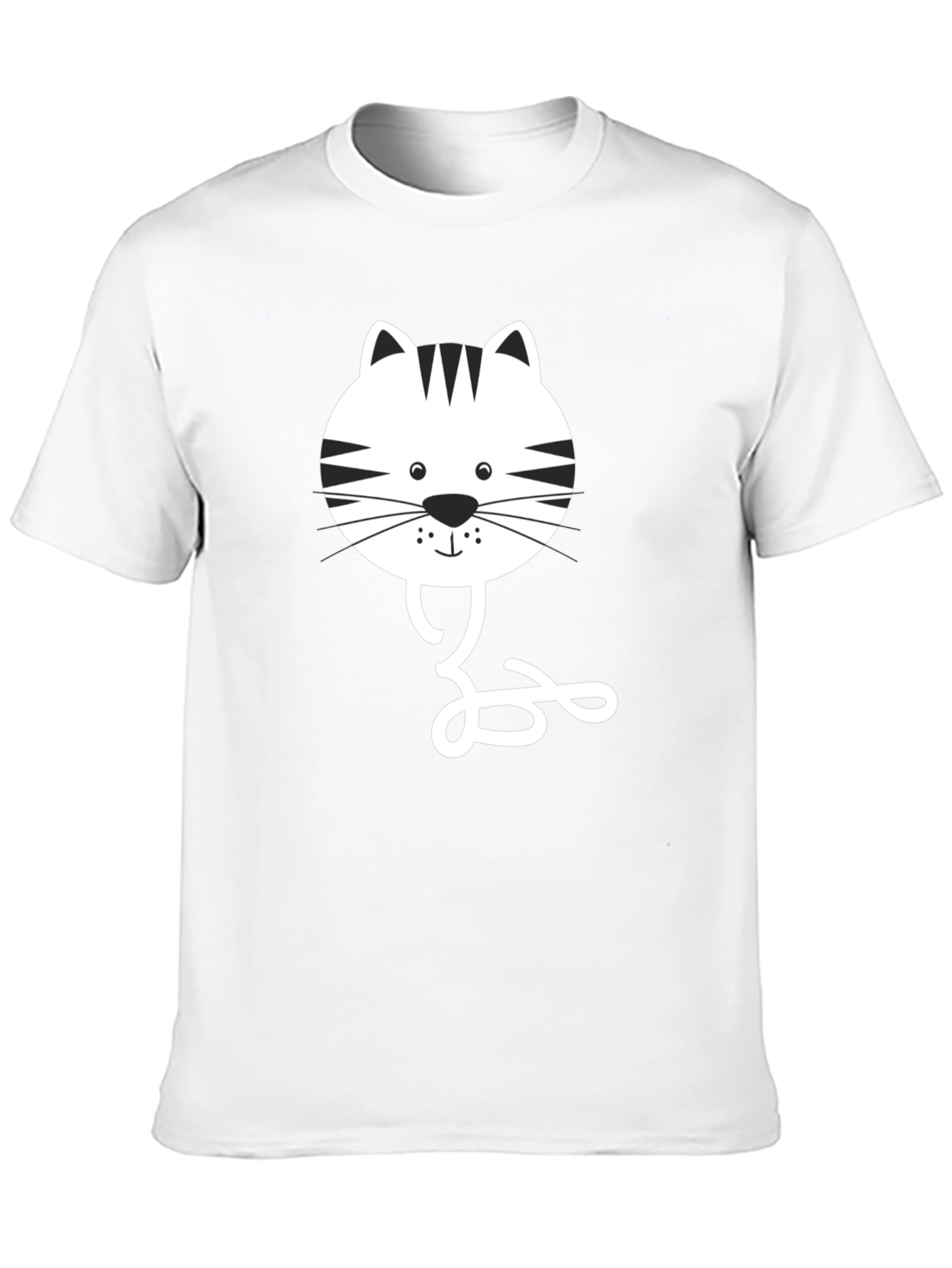 Black Cat Face Graphic Tee - Casual Style