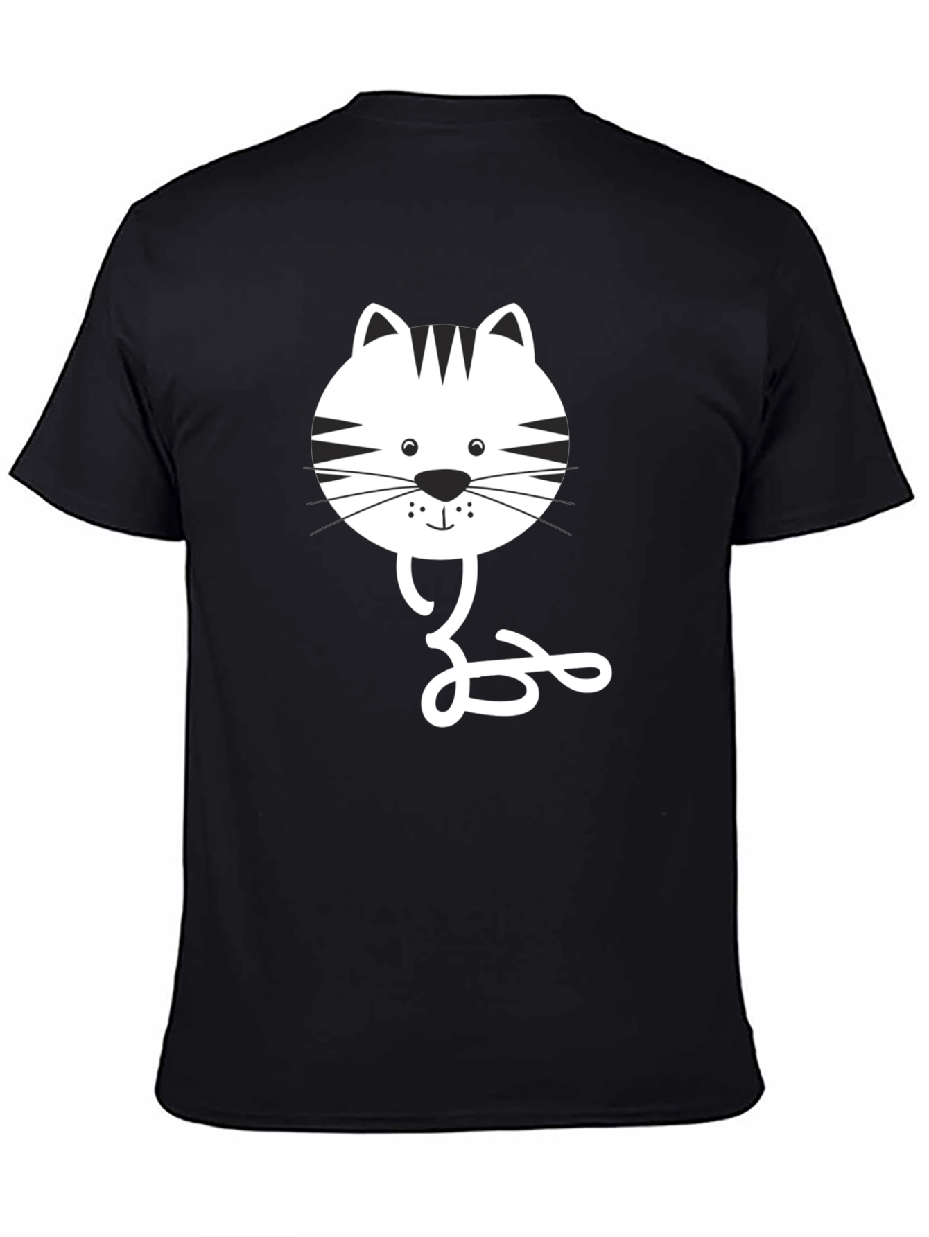 Black Cat Face Graphic Tee - Casual Style