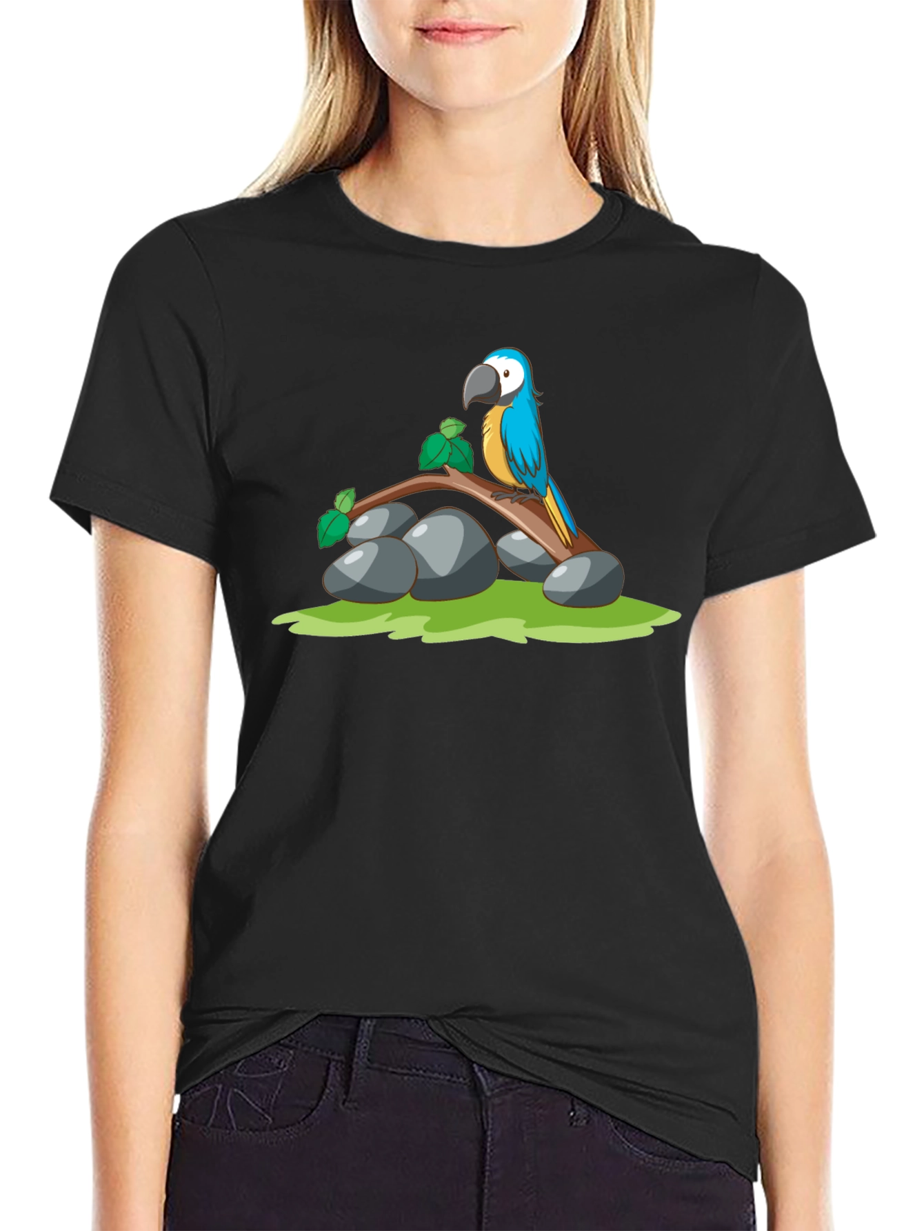 Parrot Graphic T-Shirt - Black Cotton Tee