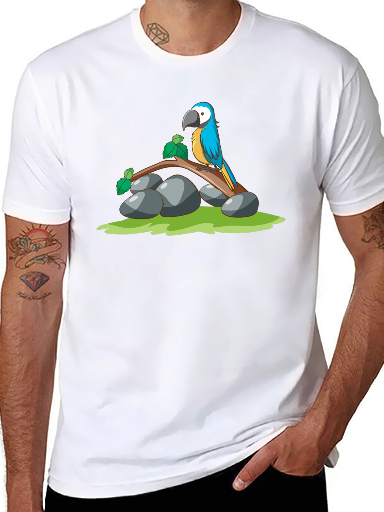Parrot Graphic T-Shirt - Black Cotton Tee
