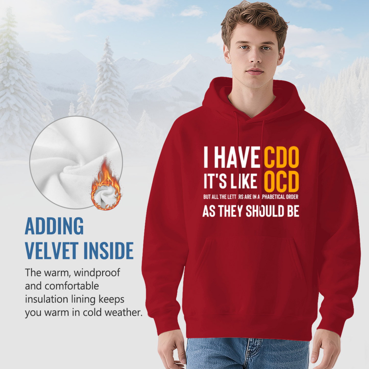 Hilarious CDO OCD Slogan Red Hoodie, Comfort Casual Outfit