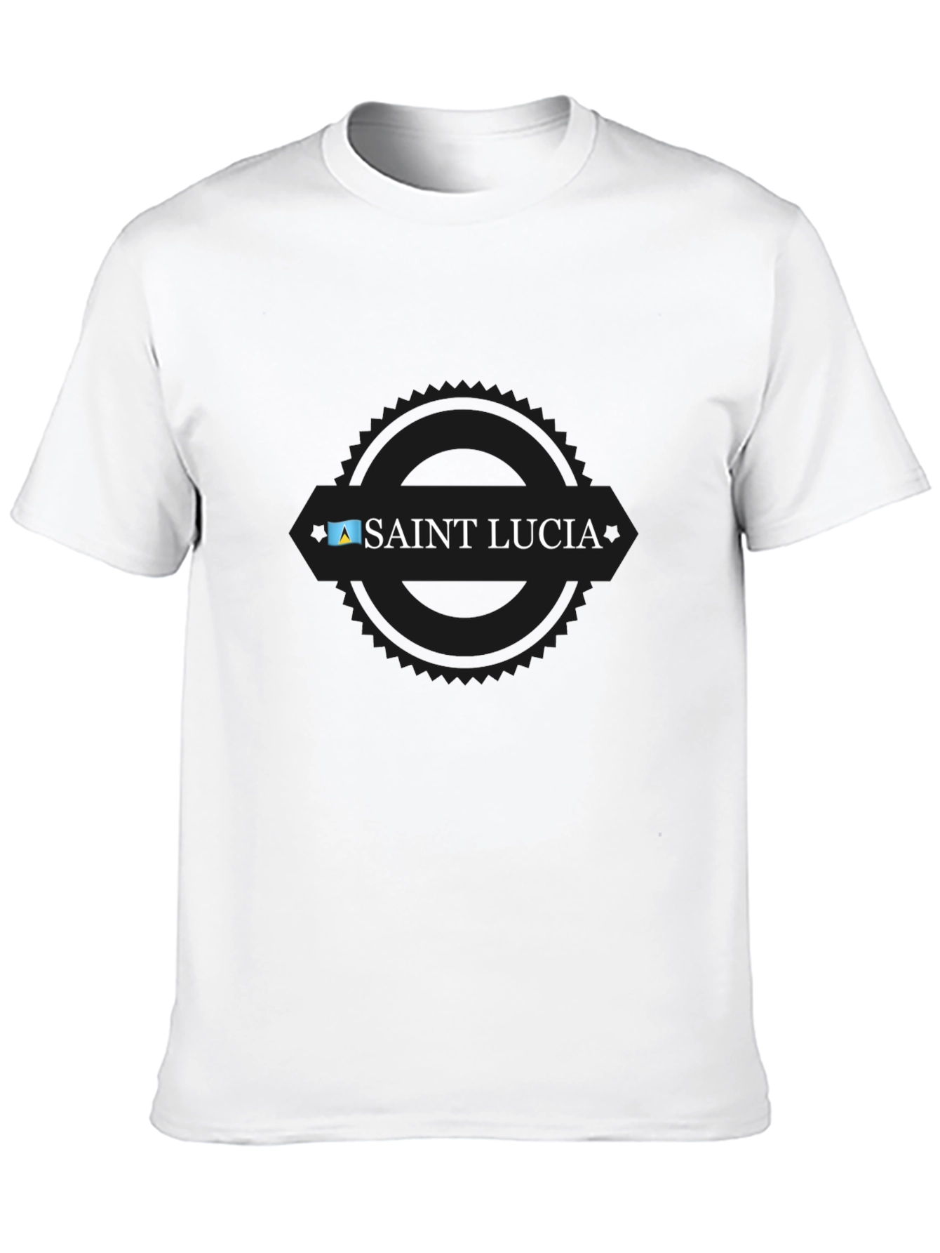 Saint Lucia Flag Graphic Black T-Shirt