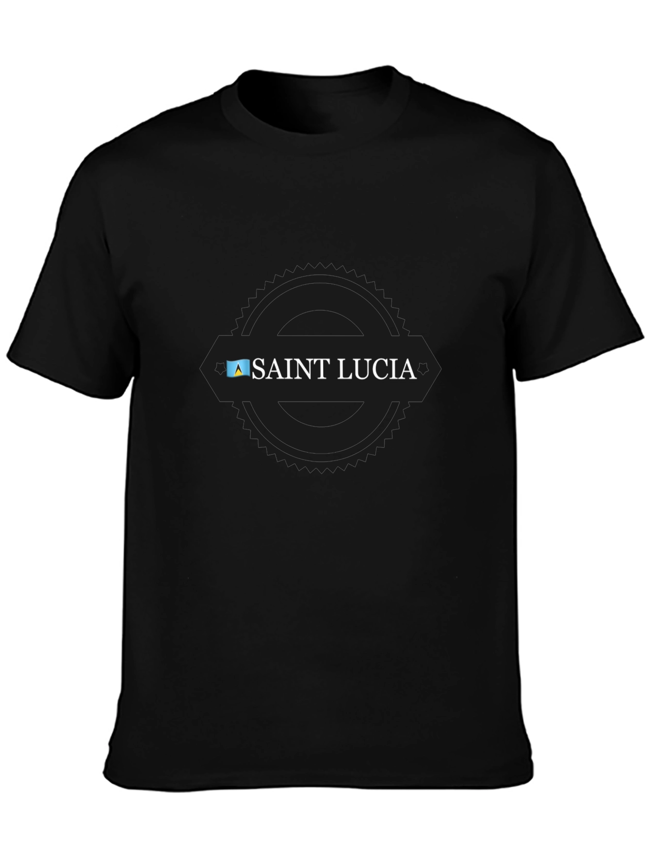 Saint Lucia Flag Graphic Black T-Shirt
