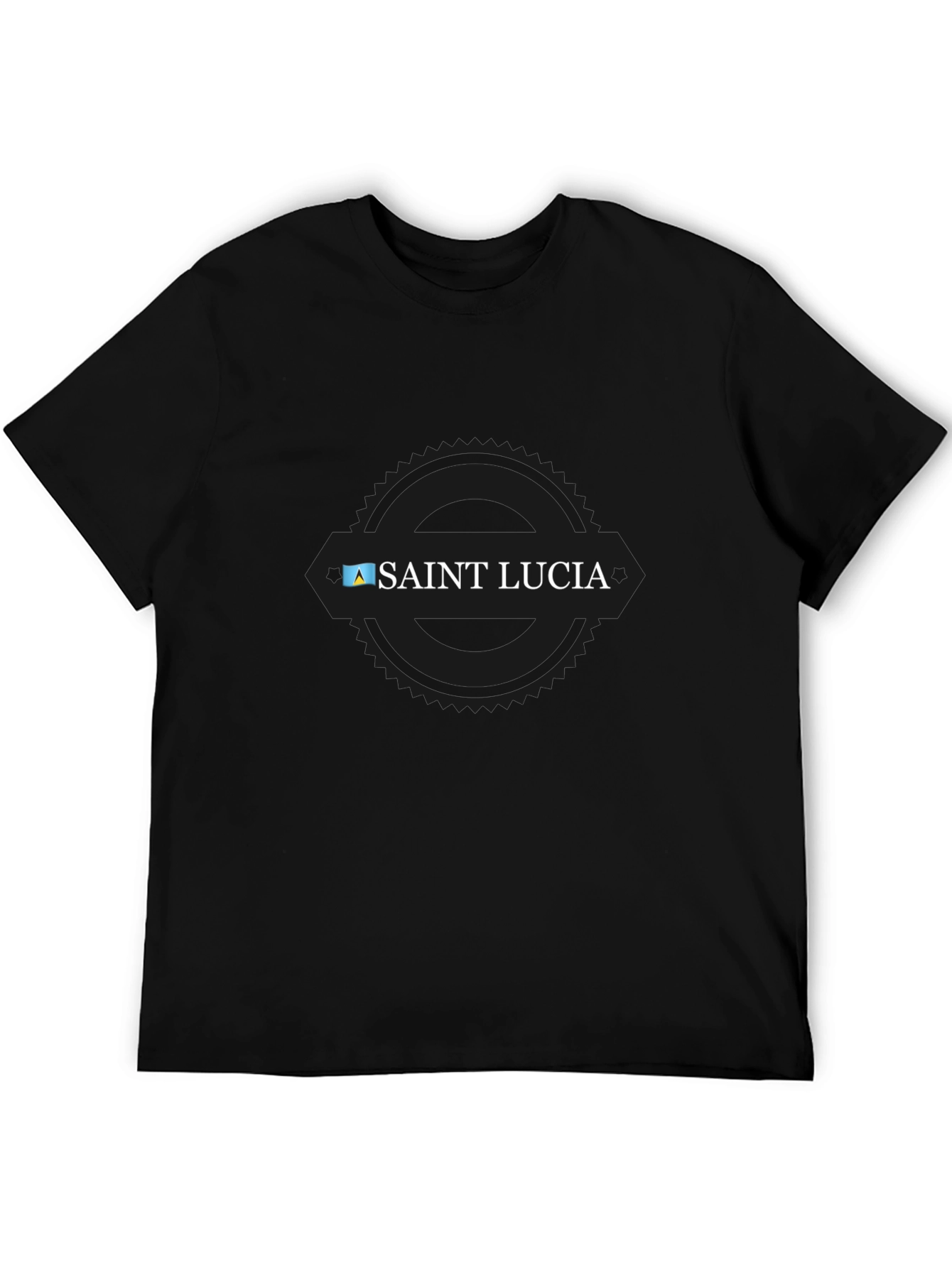 Saint Lucia Flag Graphic Black T-Shirt