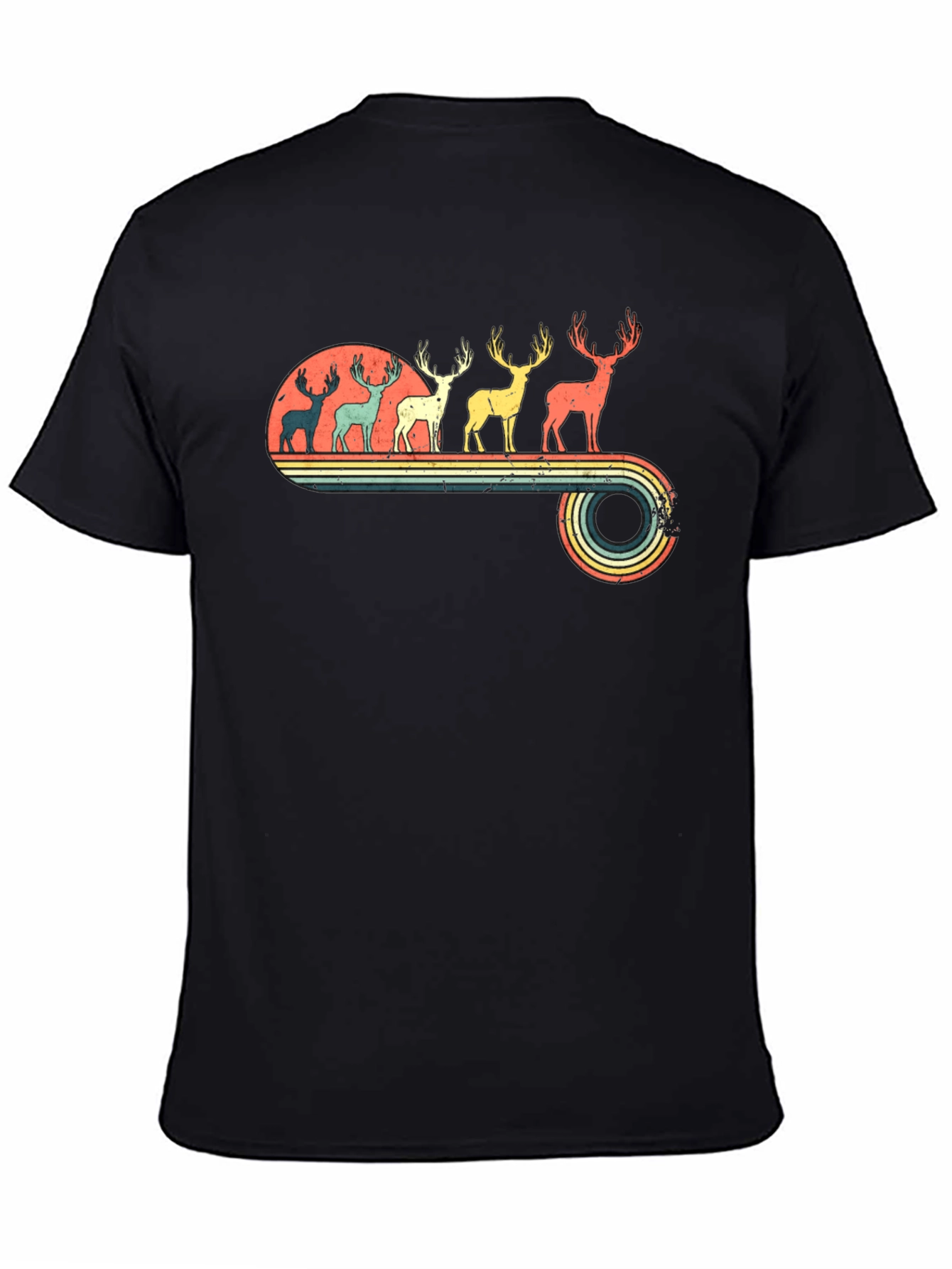 Retro Deer Silhouette Graphic T-Shirt