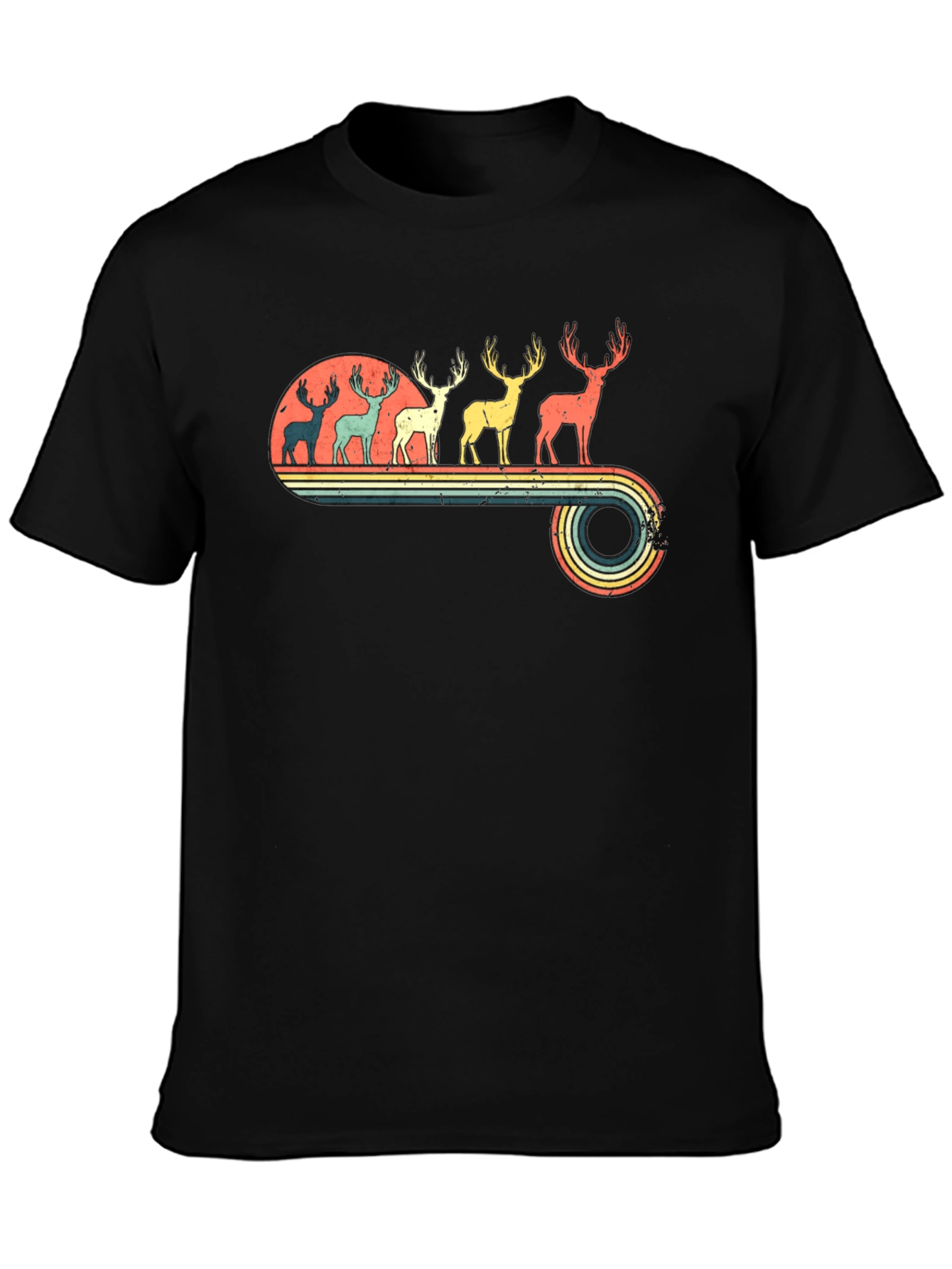 Retro Deer Silhouette Graphic T-Shirt
