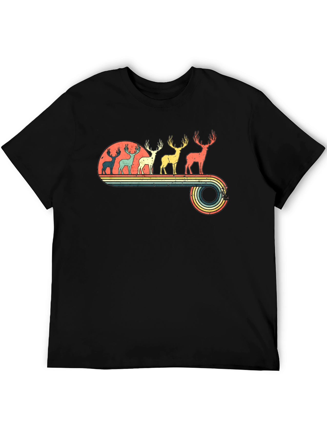 Retro Deer Silhouette Graphic T-Shirt