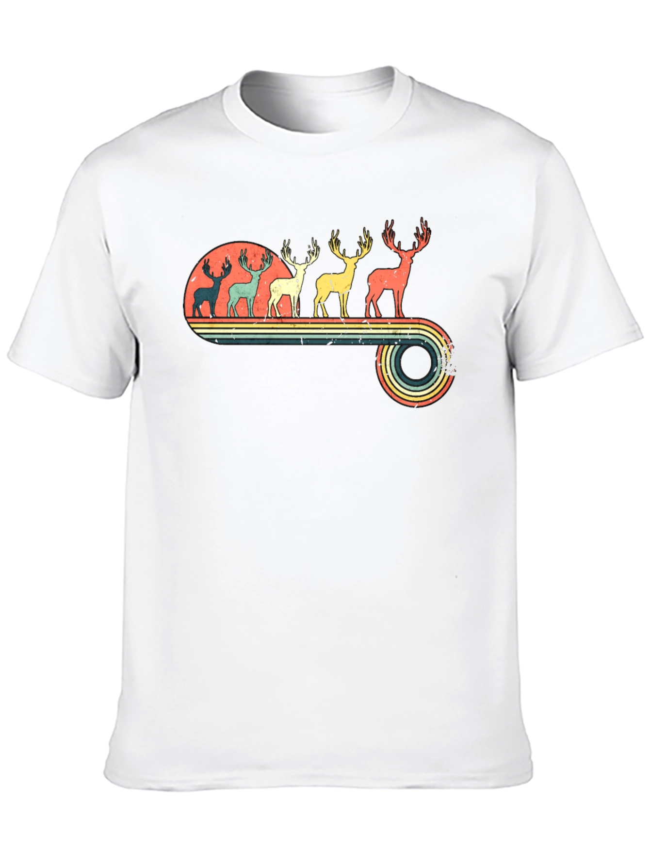 Retro Deer Silhouette Graphic T-Shirt