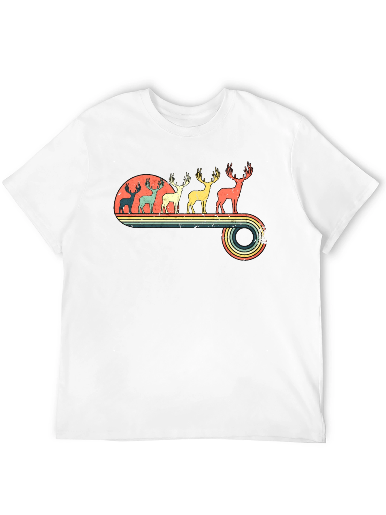 Retro Deer Silhouette Graphic T-Shirt
