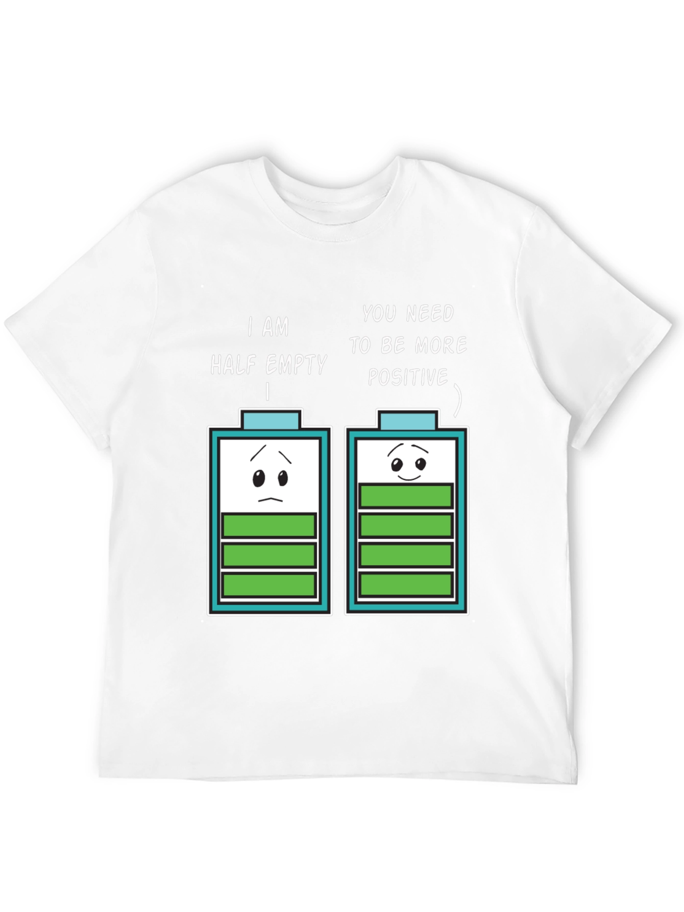 Half Empty Positive Battery Humor Graphic Tee
