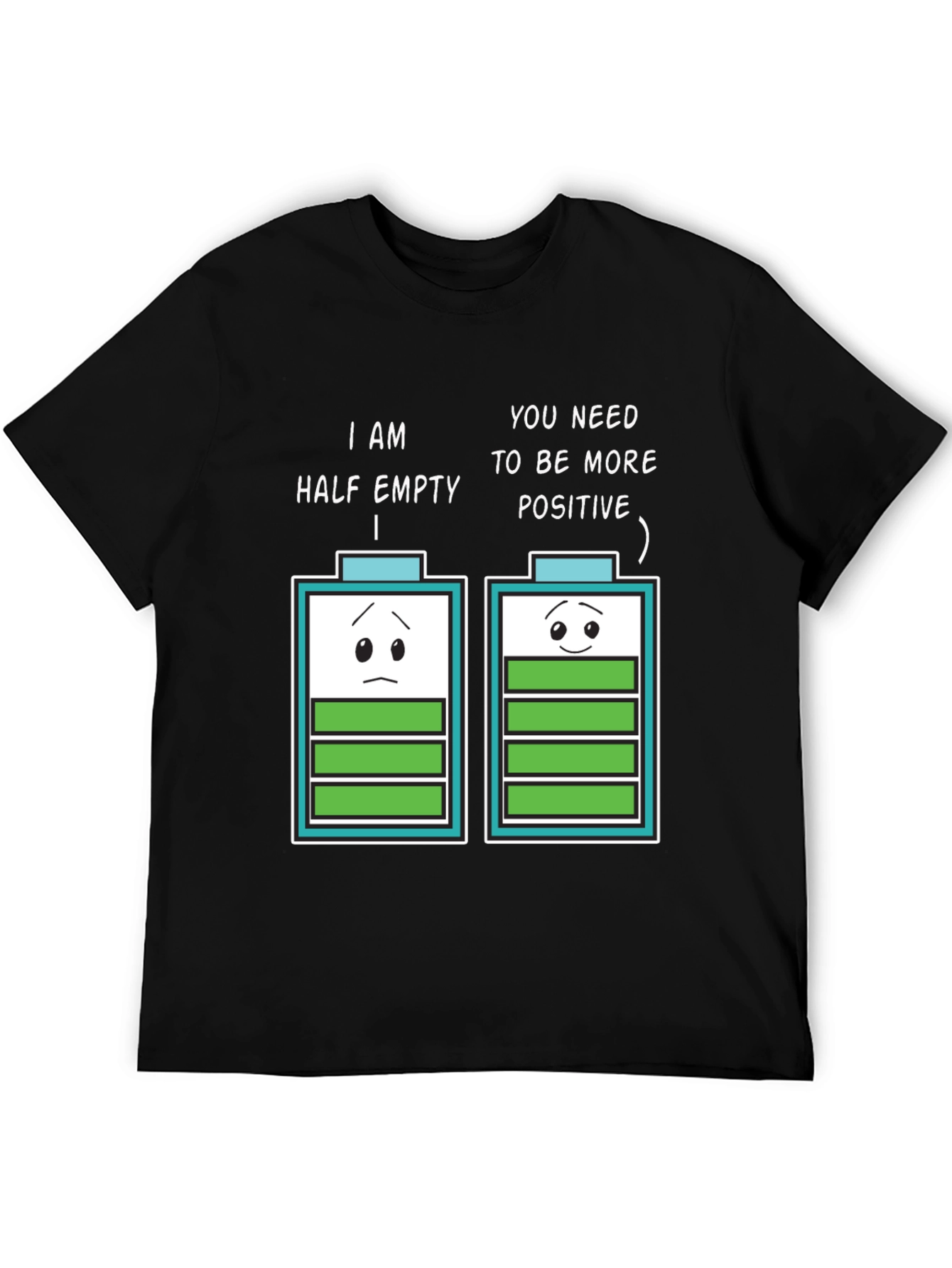 Half Empty Positive Battery Humor Graphic Tee