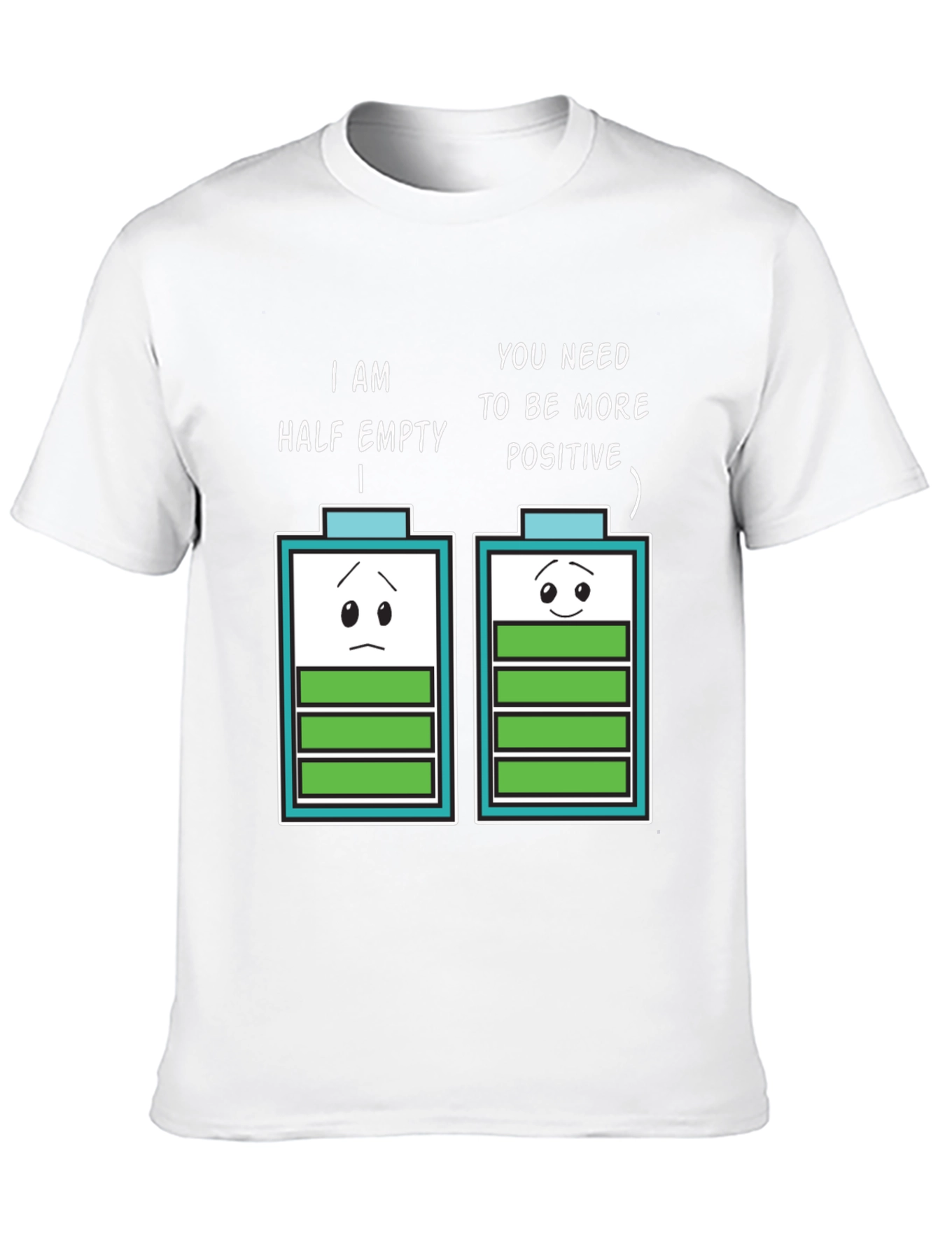 Half Empty Positive Battery Humor Graphic Tee