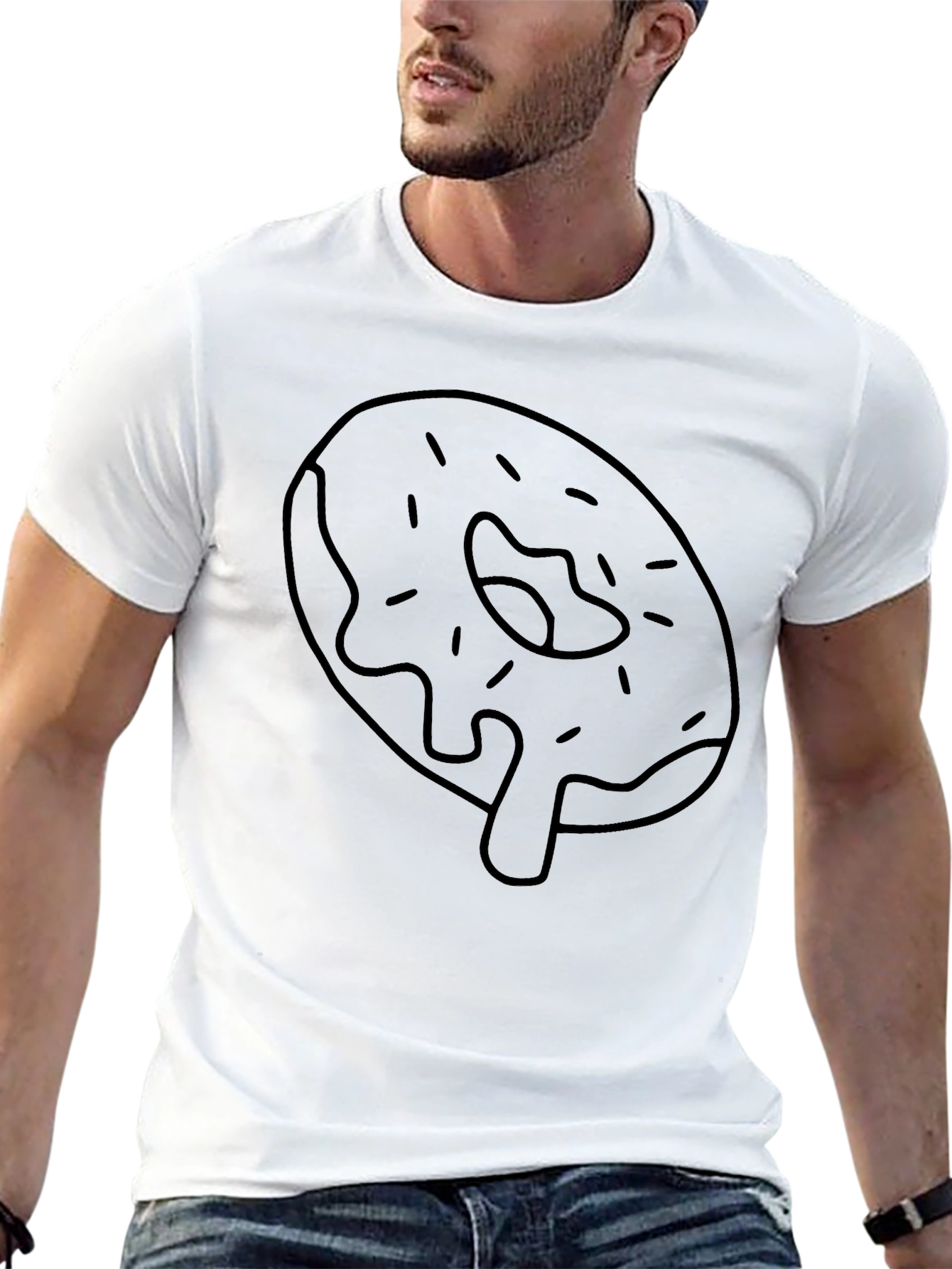 Donut Drip Graphic Tee - Black Cotton Casual T-Shirt