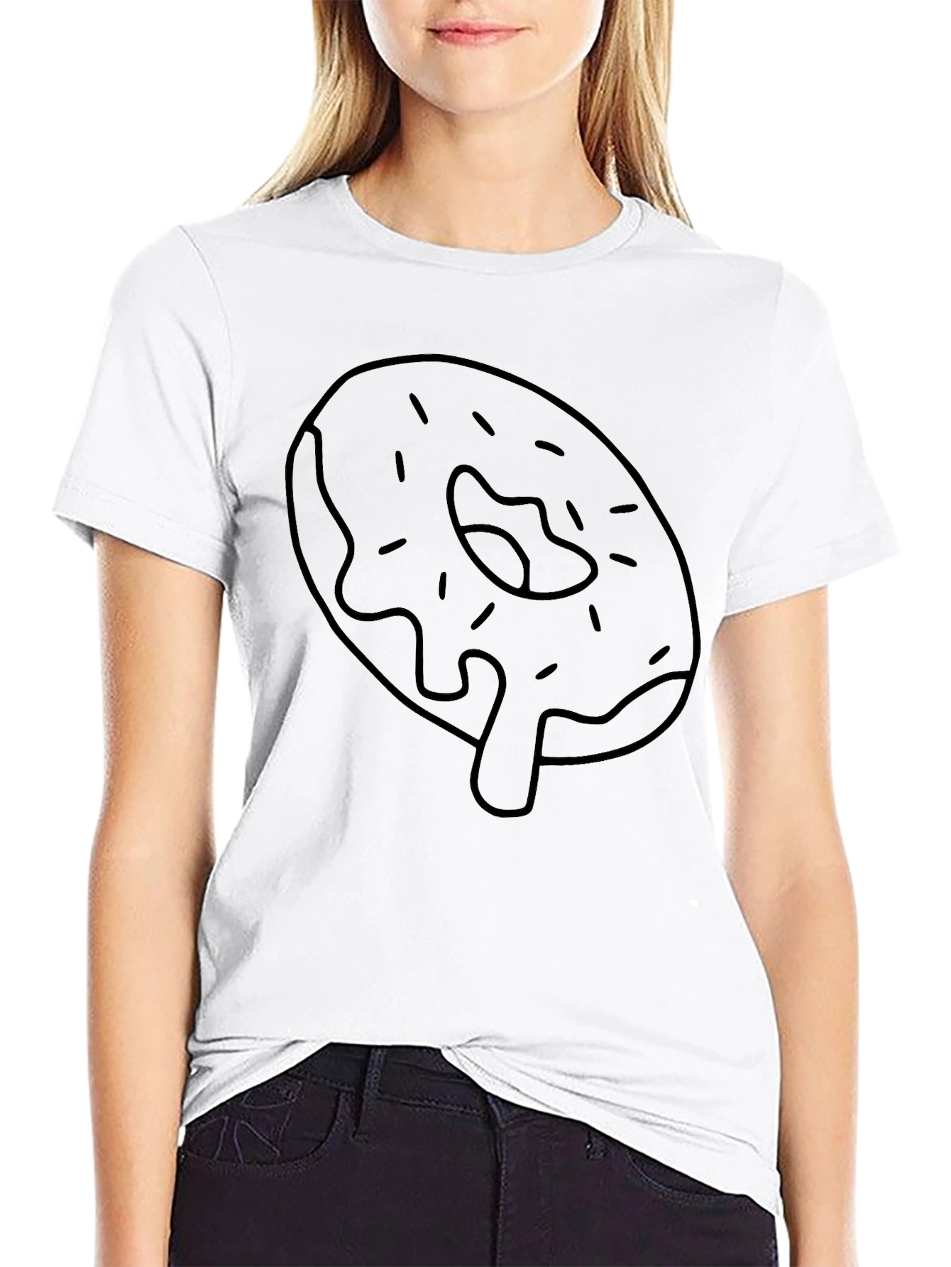 Donut Drip Graphic Tee - Black Cotton Casual T-Shirt