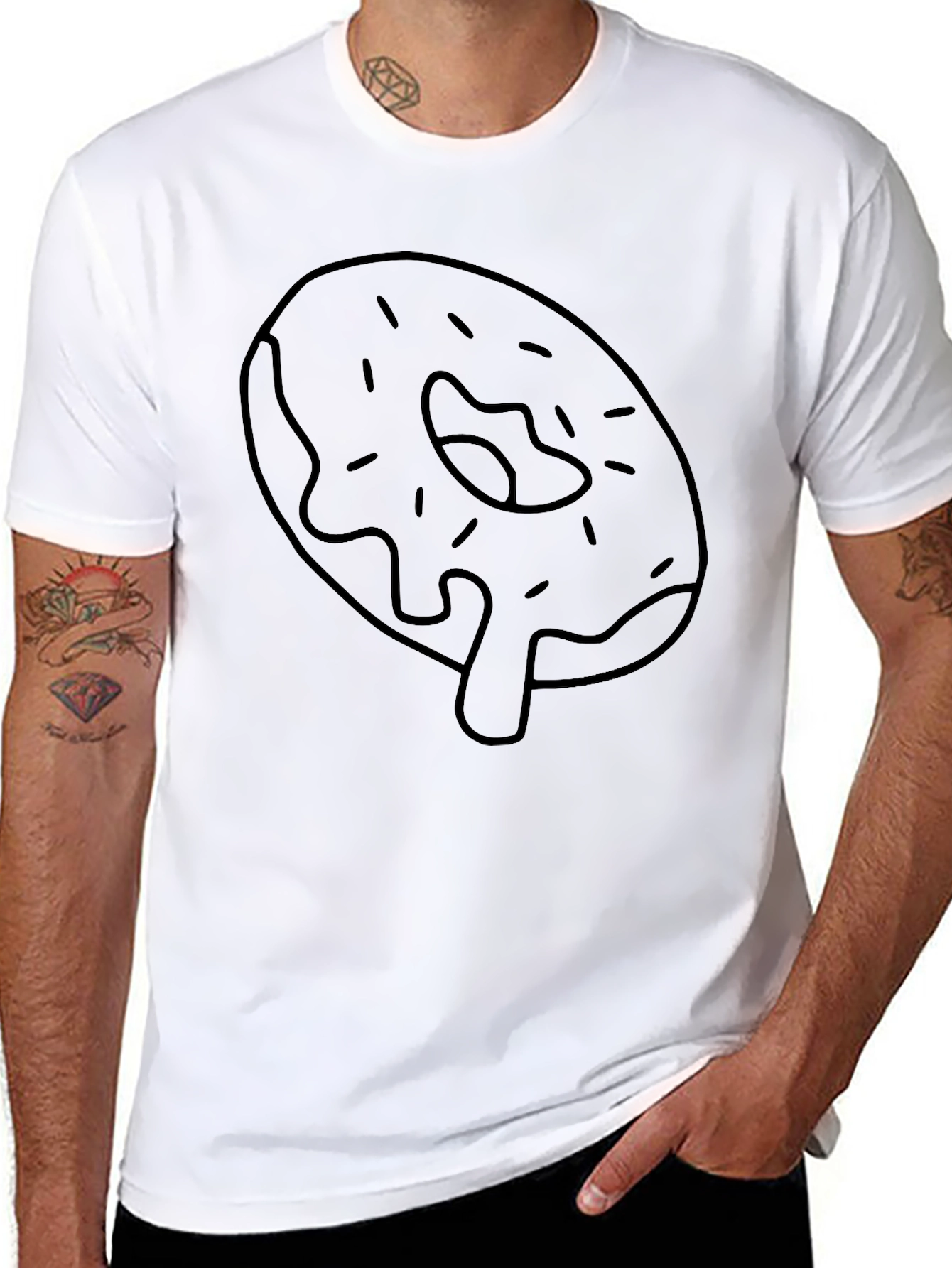Donut Drip Graphic Tee - Black Cotton Casual T-Shirt