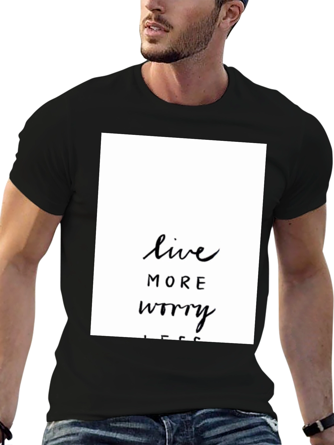 Live More Worry Less Black Graphic Tee
