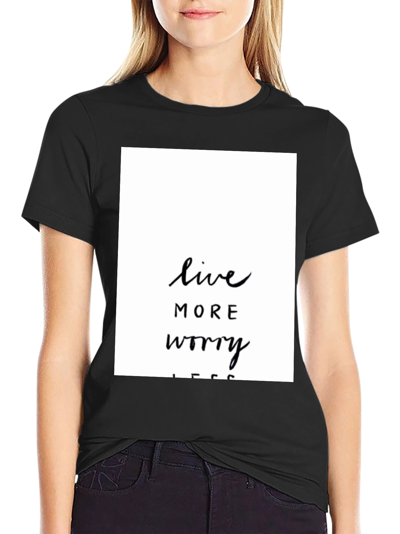 Live More Worry Less Black Graphic Tee