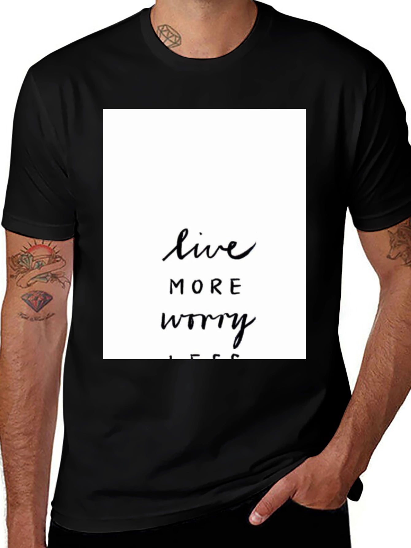 Live More Worry Less Black Graphic Tee