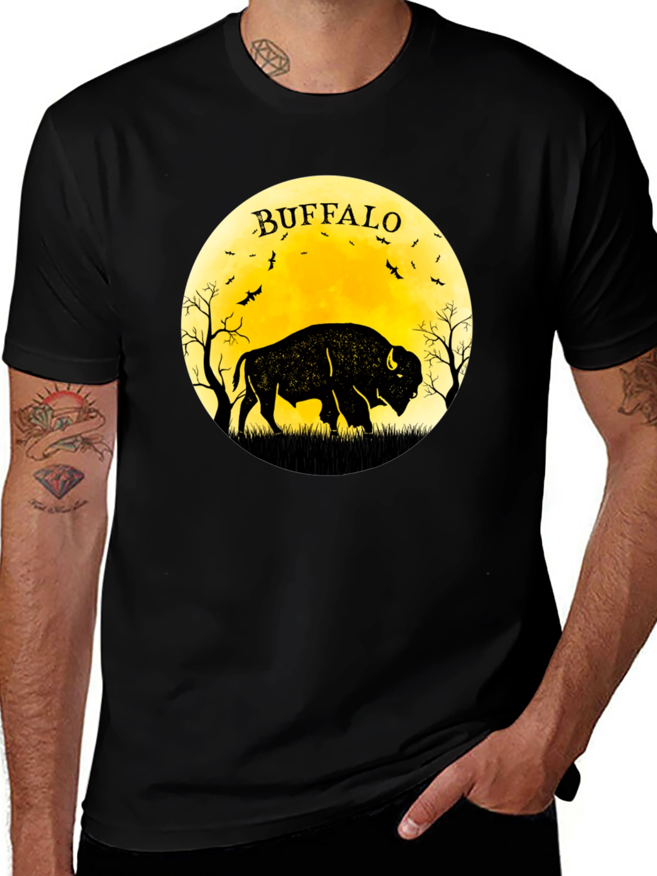 Buffalo Moon Black Graphic T-Shirt