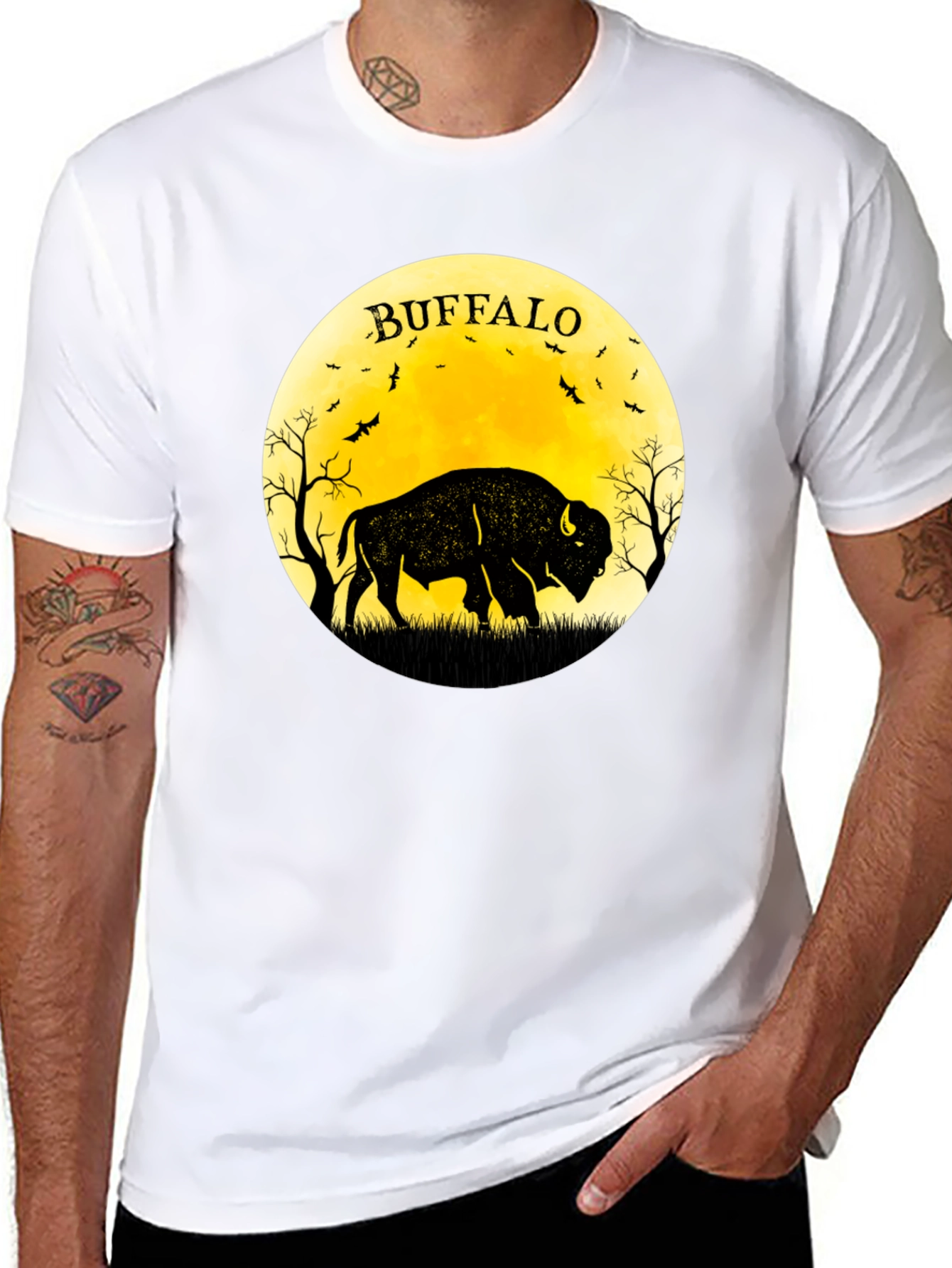 Buffalo Moon Black Graphic T-Shirt