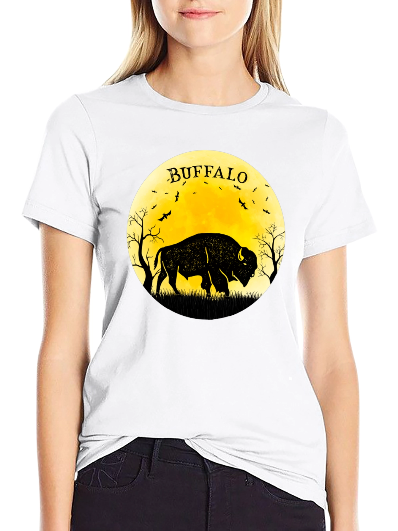 Buffalo Moon Black Graphic T-Shirt