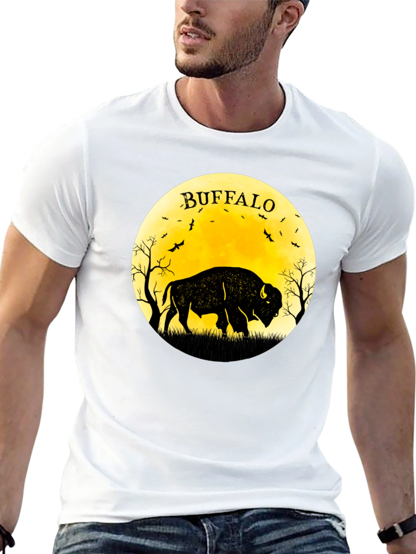Buffalo Moon Black Graphic T-Shirt
