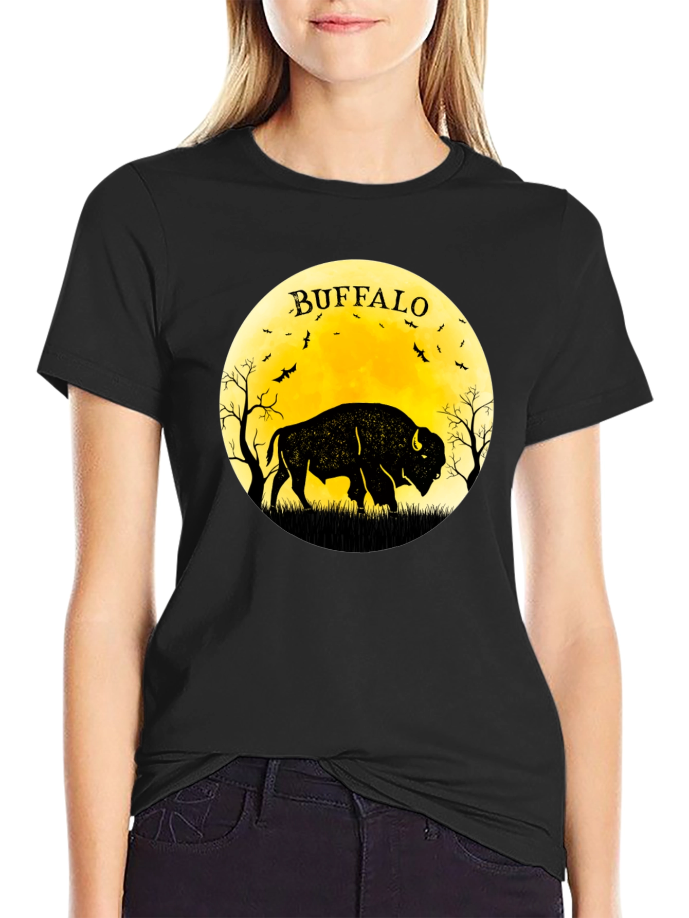 Buffalo Moon Black Graphic T-Shirt