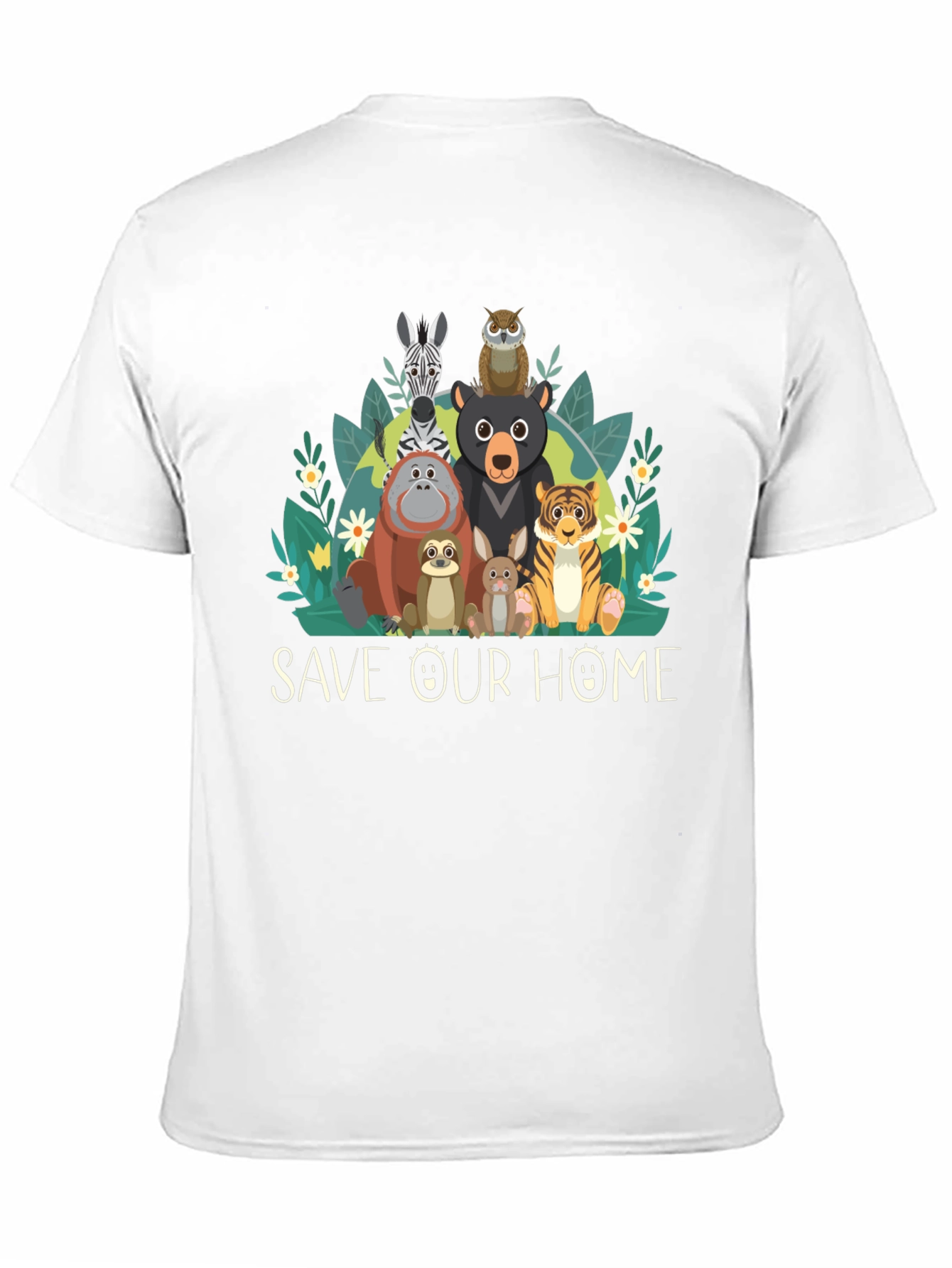 Save Our Home Animal Graphic Black T-Shirt