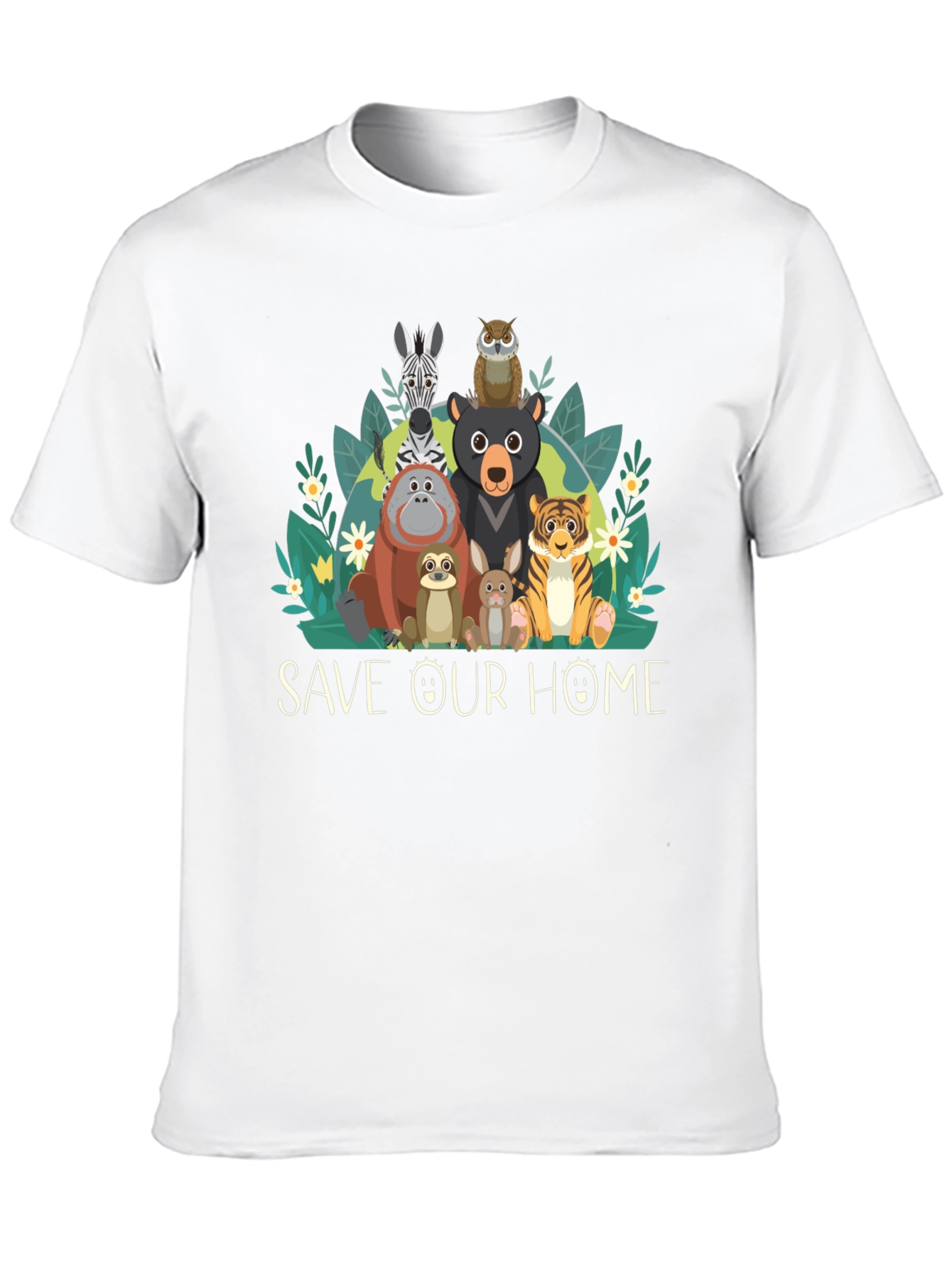 Save Our Home Animal Graphic Black T-Shirt