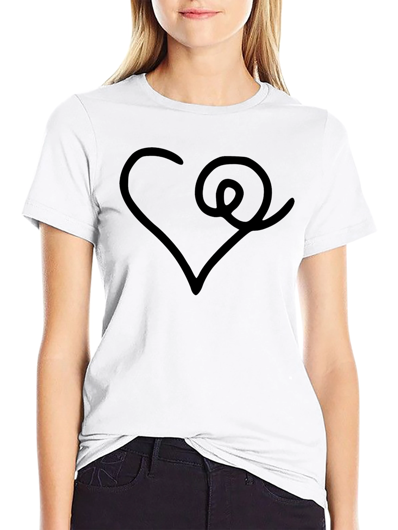 Heart & Swirl Graphic Black T-Shirt