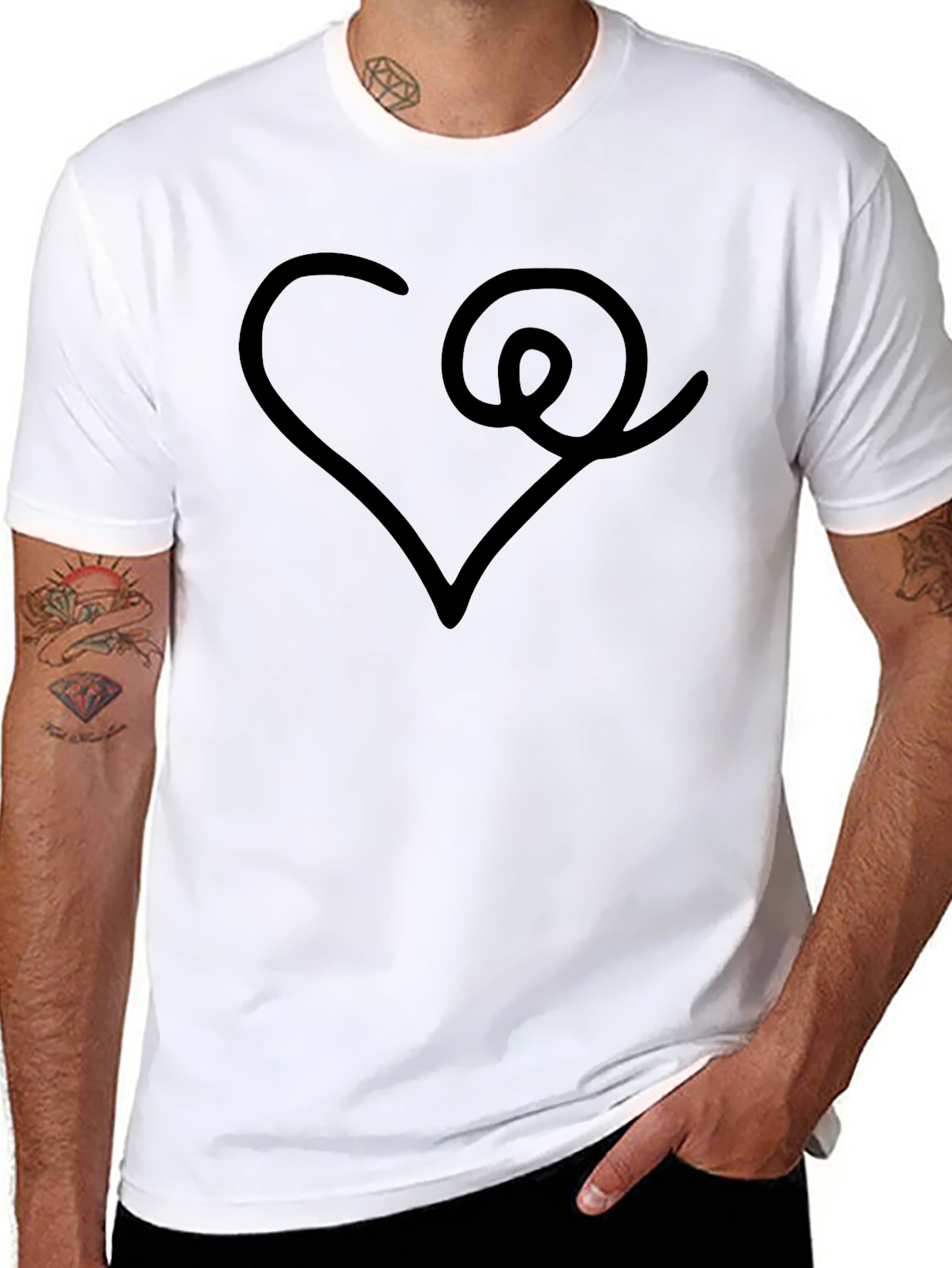 Heart & Swirl Graphic Black T-Shirt