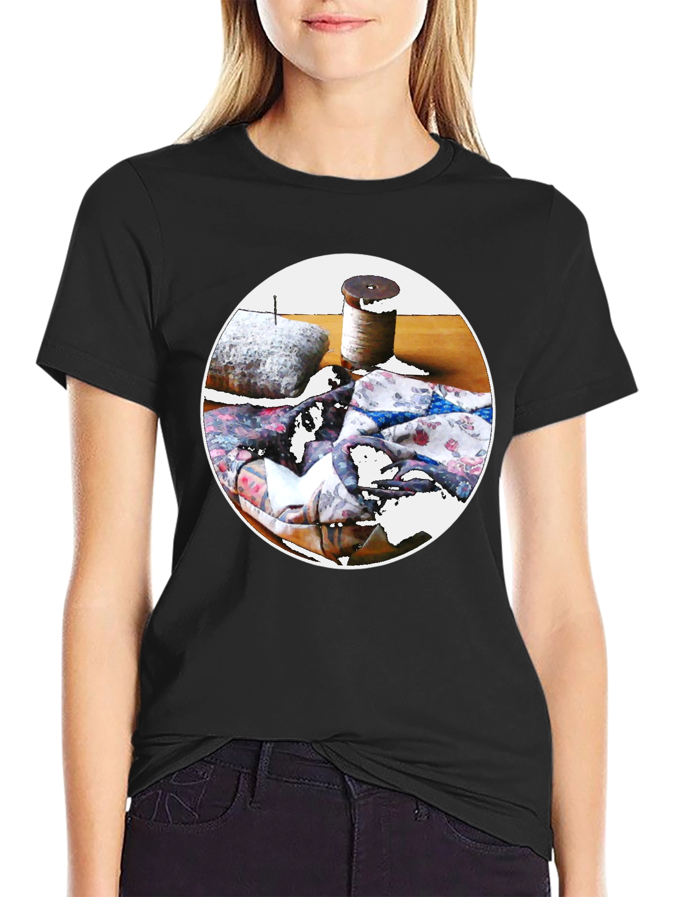 Sewing Still Life Black T-Shirt