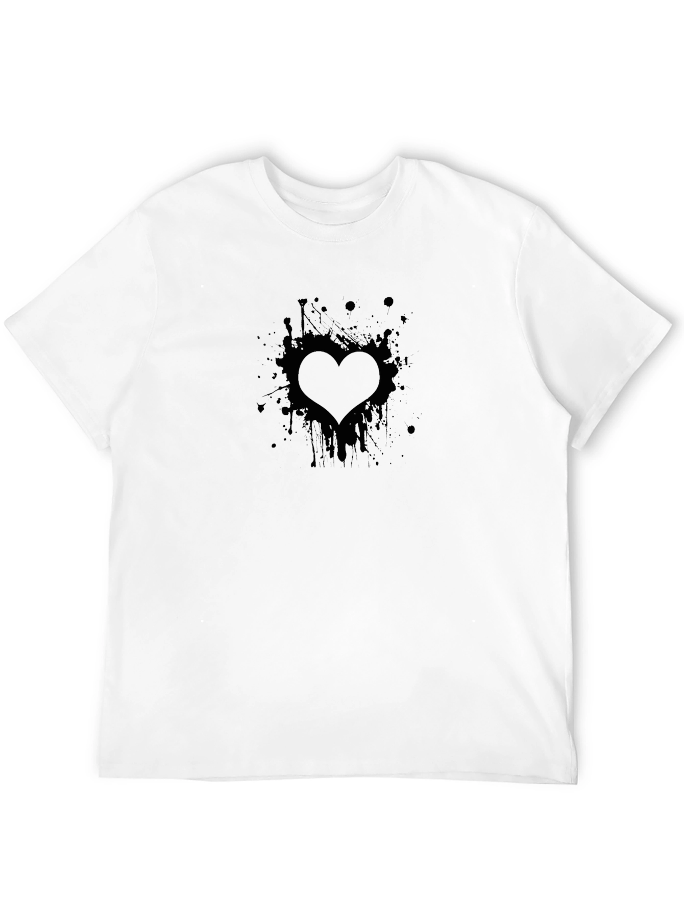 Mens Black Heart Splatter Graphic Tee