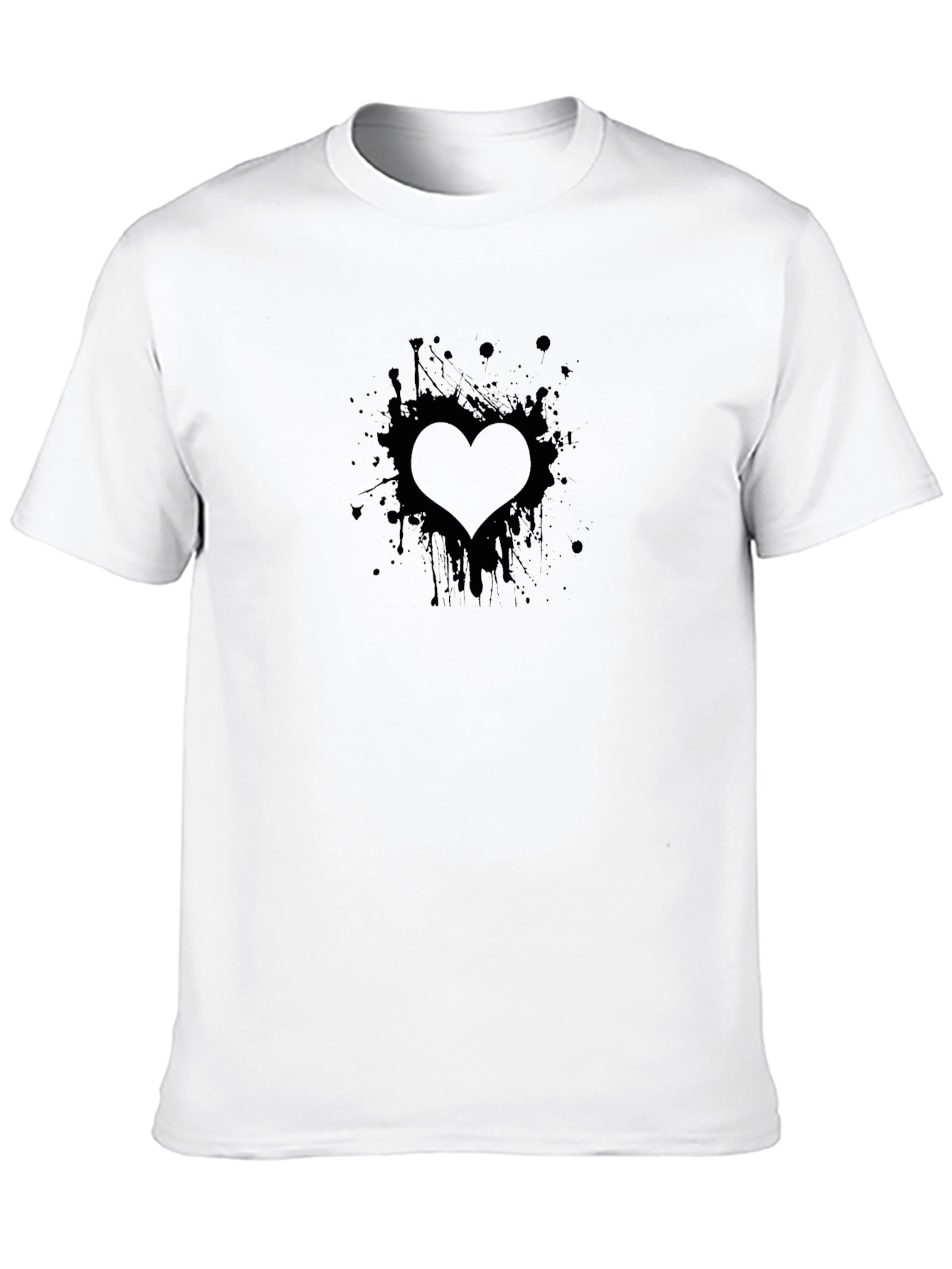 Mens Black Heart Splatter Graphic Tee