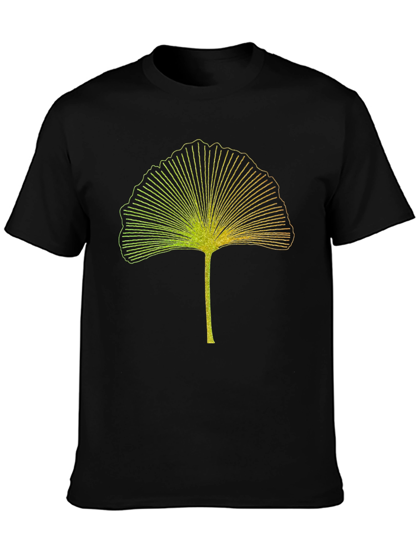 Ginkgo Leaf Graphic Tee - Stylish Black T-Shirt