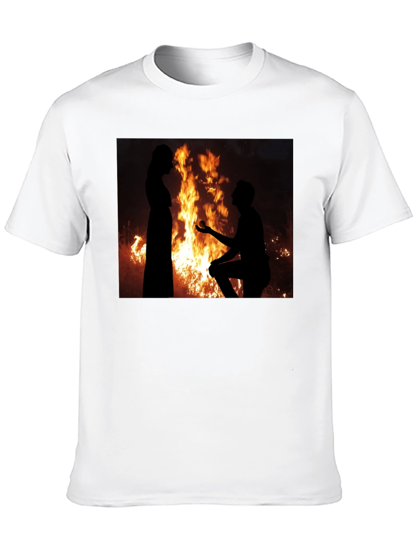 Romantic Proposal Fire Silhouette T-Shirt