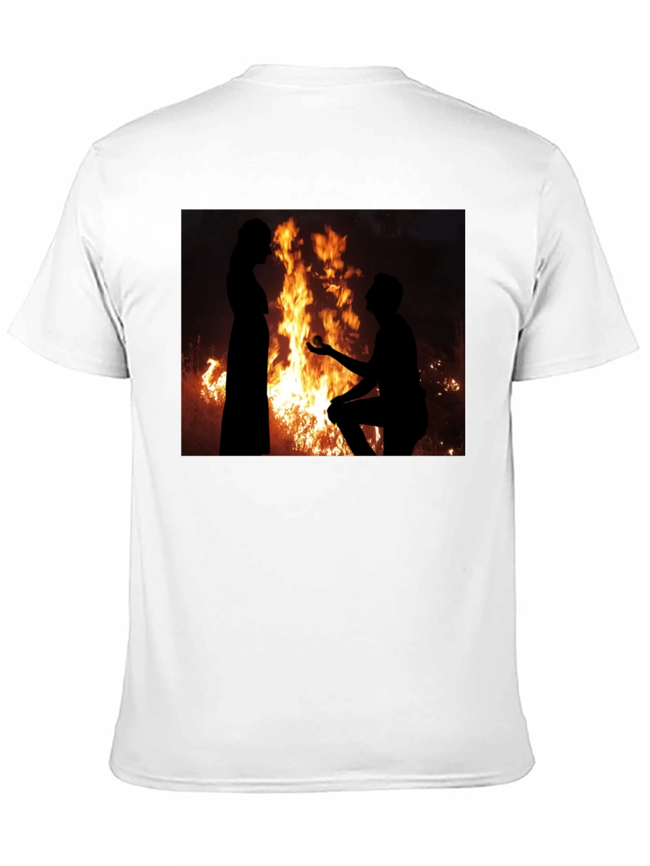 Romantic Proposal Fire Silhouette T-Shirt