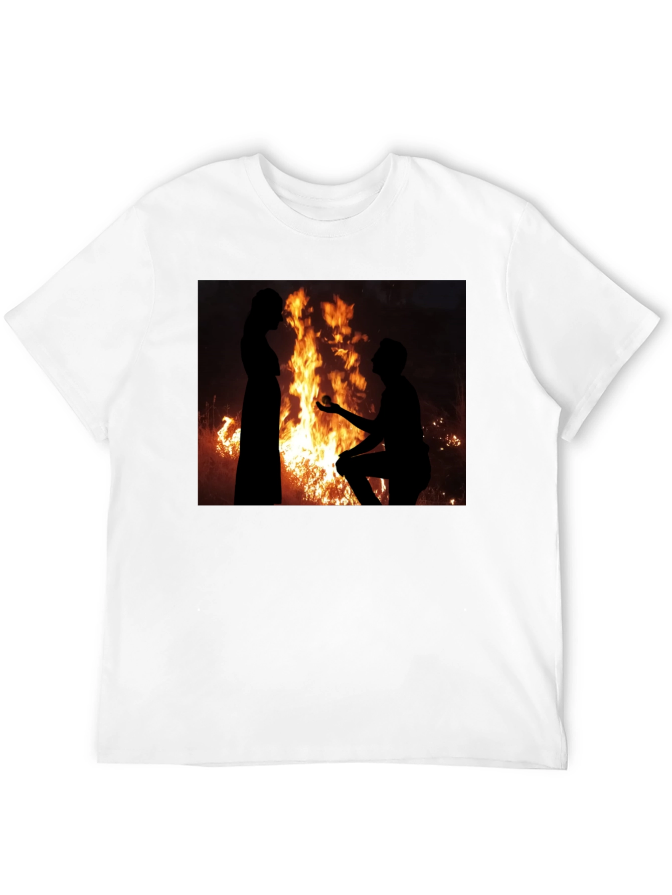 Romantic Proposal Fire Silhouette T-Shirt