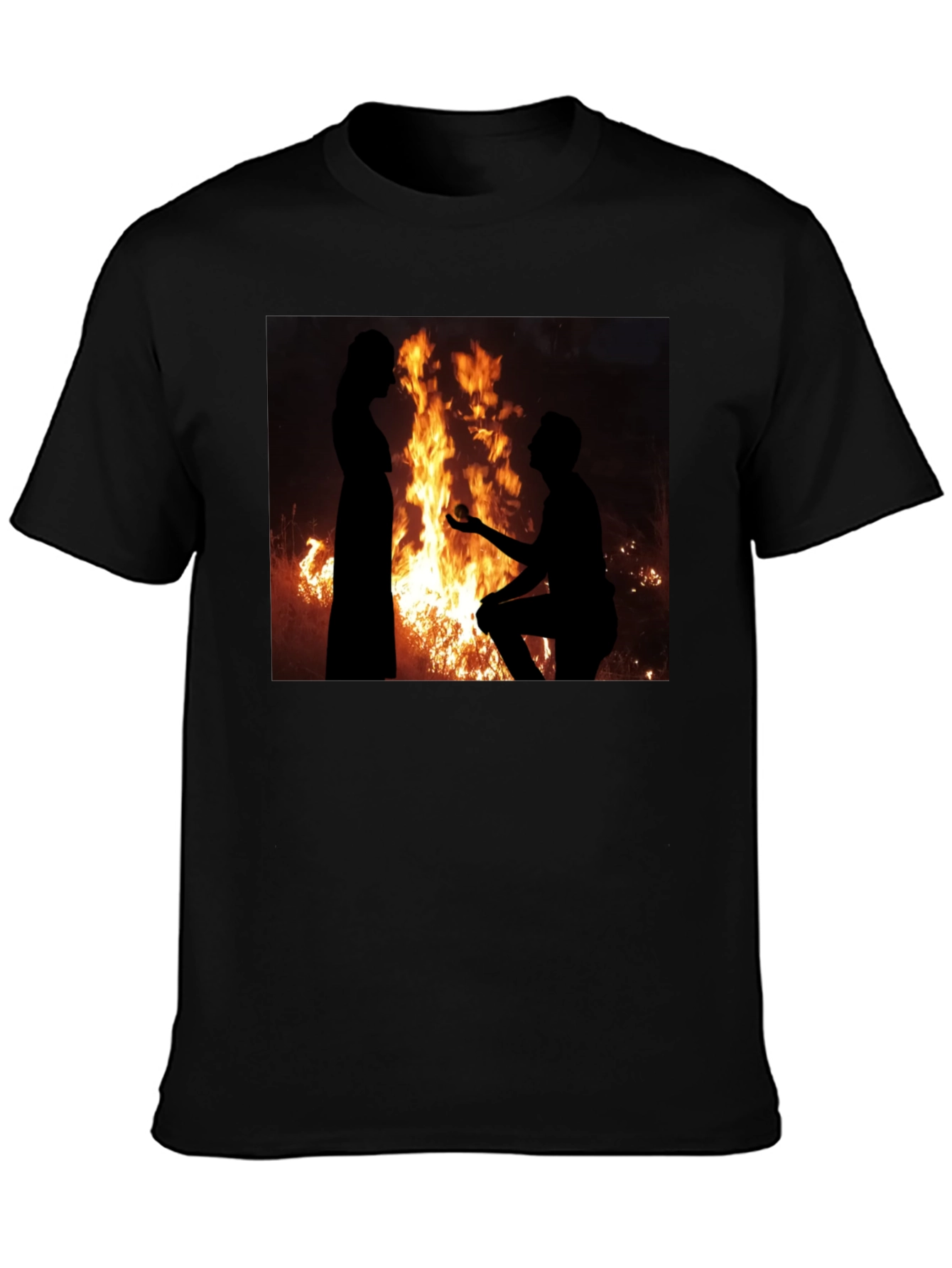 Romantic Proposal Fire Silhouette T-Shirt