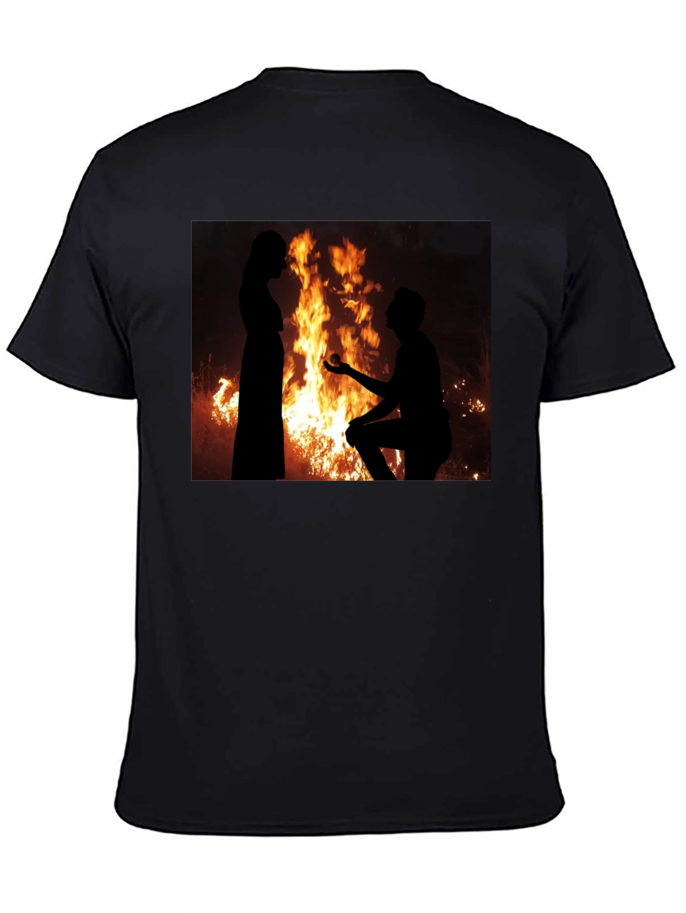 Romantic Proposal Fire Silhouette T-Shirt